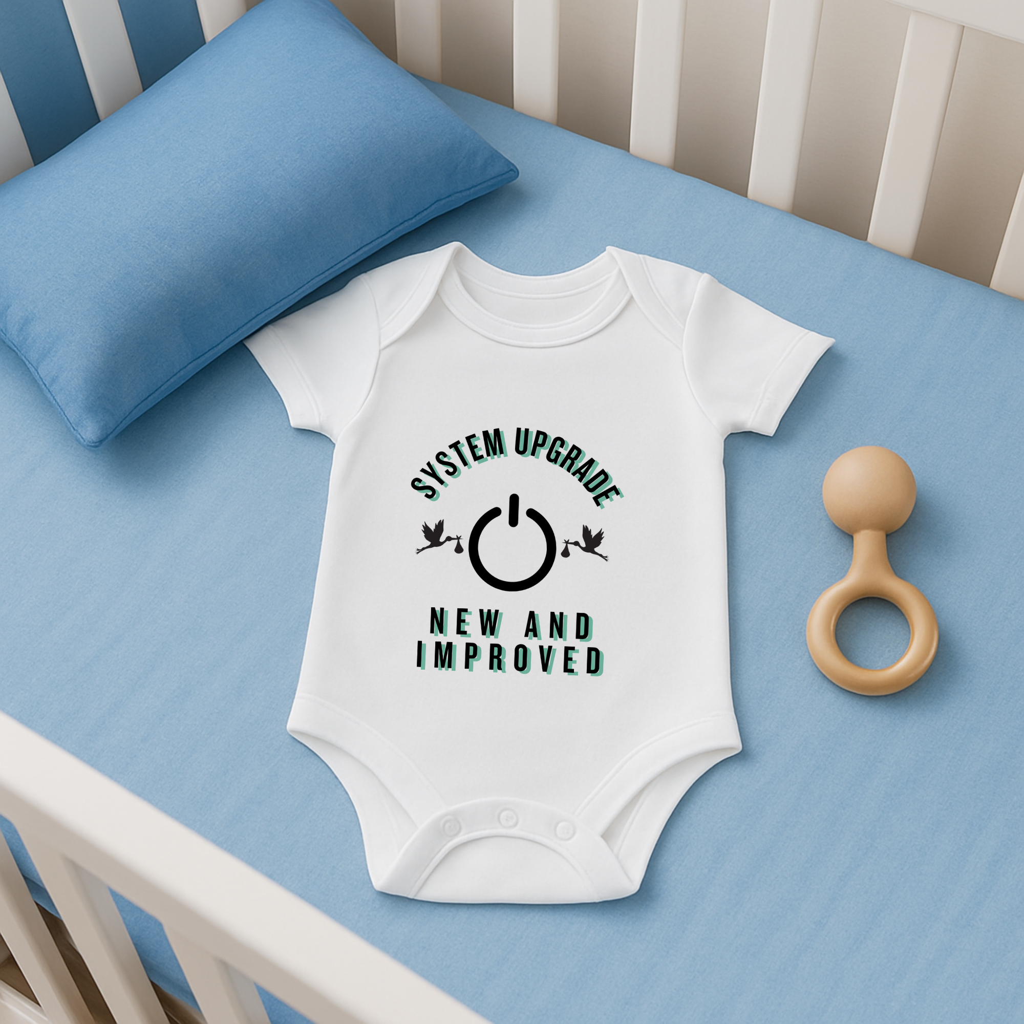 System Upgrade New and Improved Baby Bodysuit | Funny Infant One Piece | New Baby Gift | Cute Baby Shower Outfit | Infant Fine Jersey Bodysuit product thumbnail image
