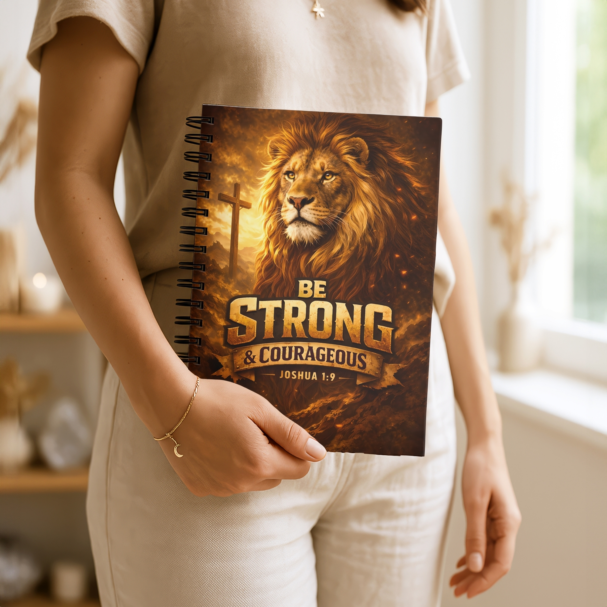 Be Strong &amp; Courageous Lion Spiral Notebook Joshua 1:9 Ruled Journal product thumbnail image