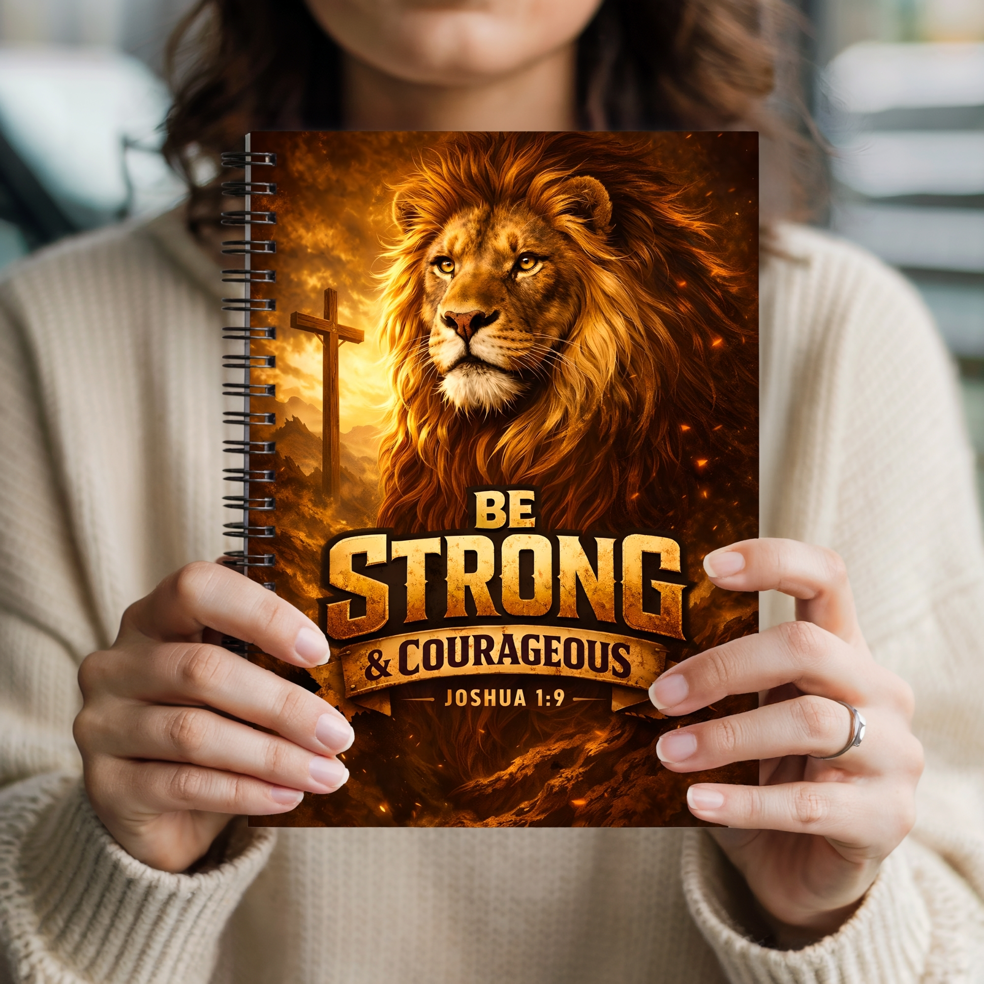 Be Strong & Courageous Lion Spiral Notebook Joshua 1:9 Ruled Journal product thumbnail image Be Strong & Courageous Lion Spiral Notebook Joshua 1:9 Ruled Journal product thumbnail image