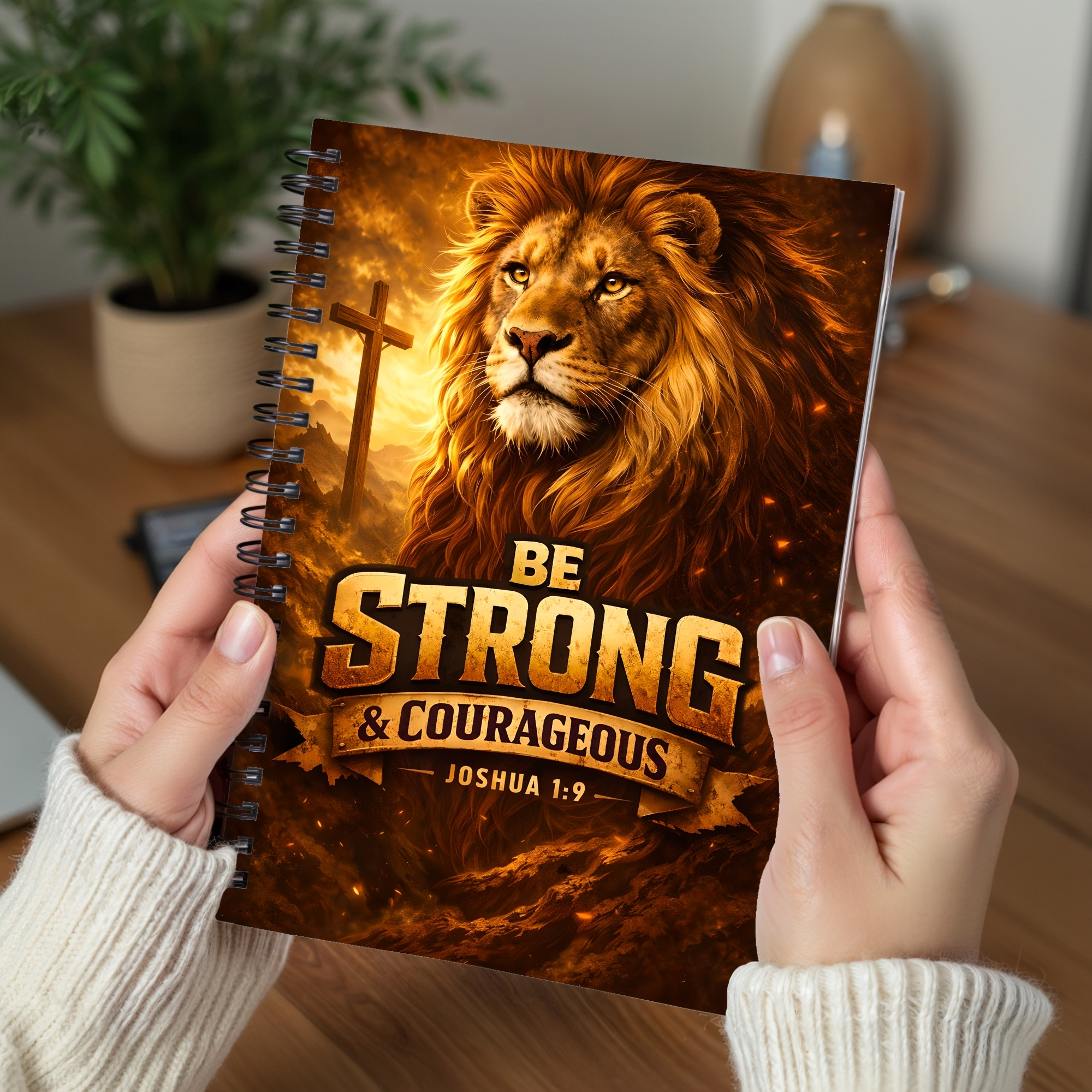 Be Strong &amp; Courageous Lion Spiral Notebook Joshua 1:9 Ruled Journal product thumbnail image