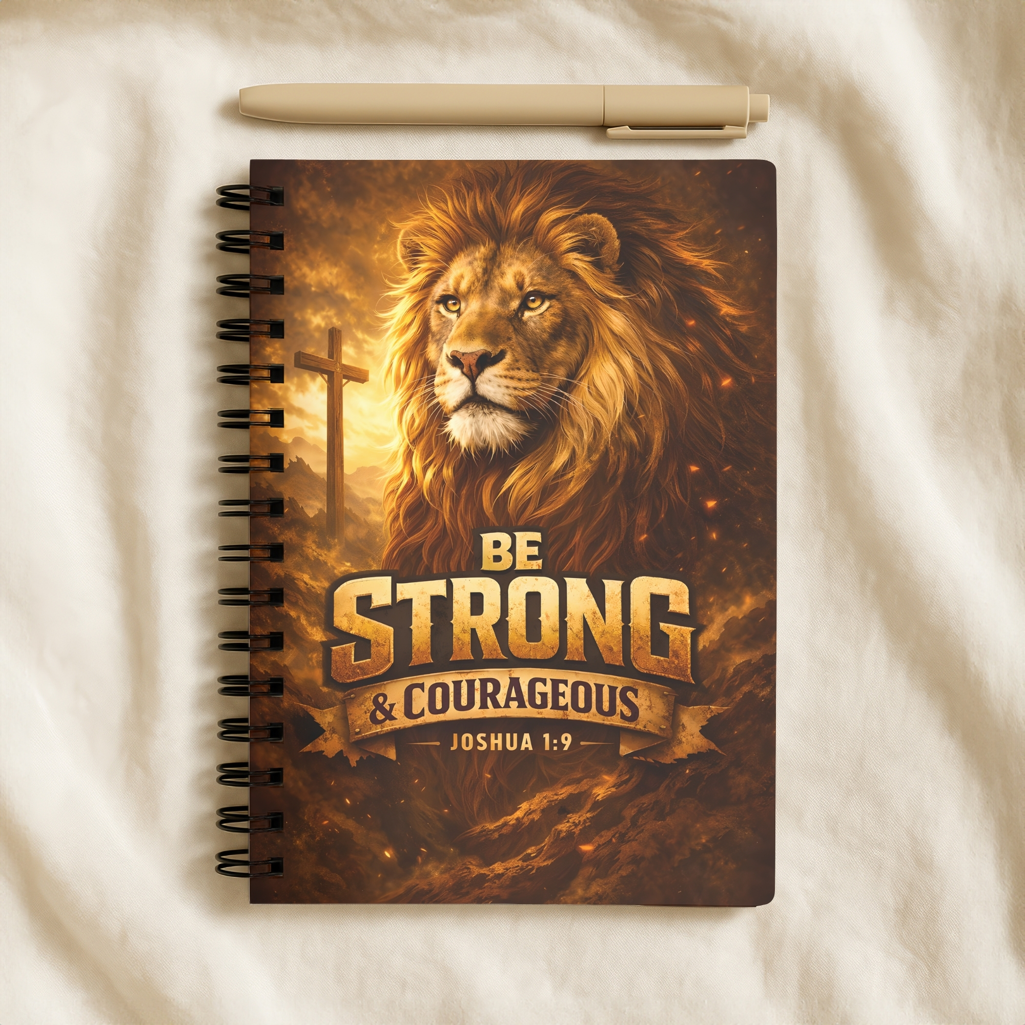 Be Strong & Courageous Lion Spiral Notebook Joshua 1:9 Ruled Journal product thumbnail image Be Strong & Courageous Lion Spiral Notebook Joshua 1:9 Ruled Journal product thumbnail image