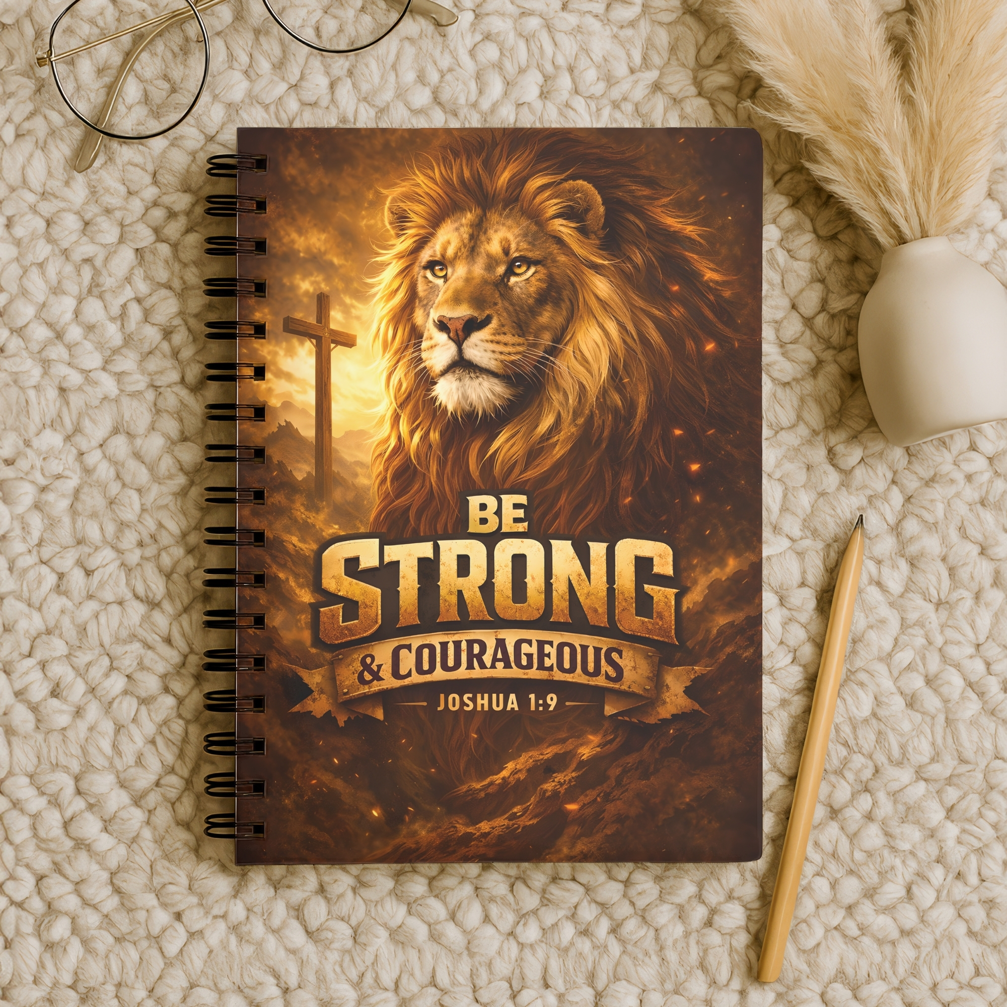 Be Strong & Courageous Lion Spiral Notebook Joshua 1:9 Ruled Journal product thumbnail image Be Strong & Courageous Lion Spiral Notebook Joshua 1:9 Ruled Journal product thumbnail image