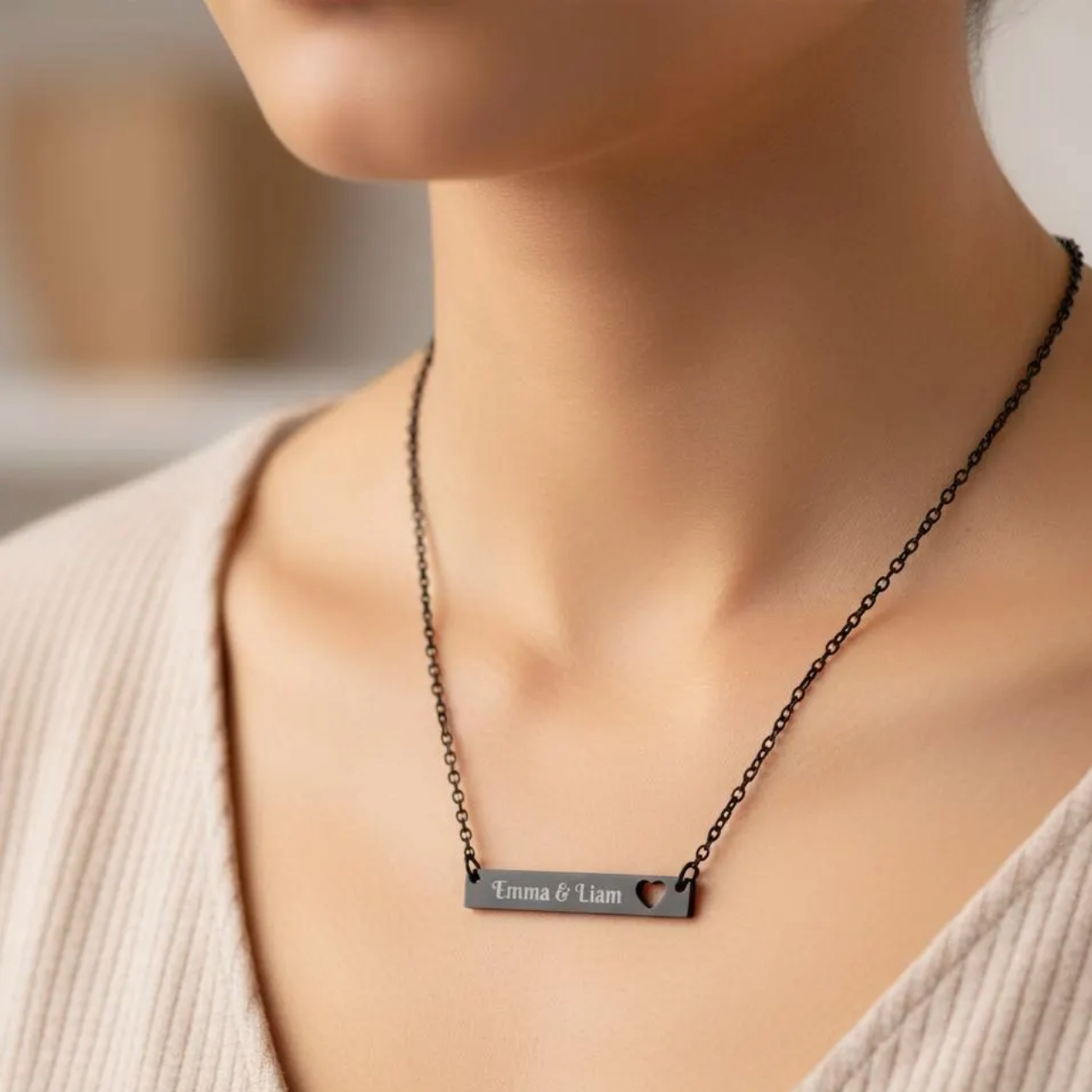 Cutout Heart Bar Necklace product thumbnail image