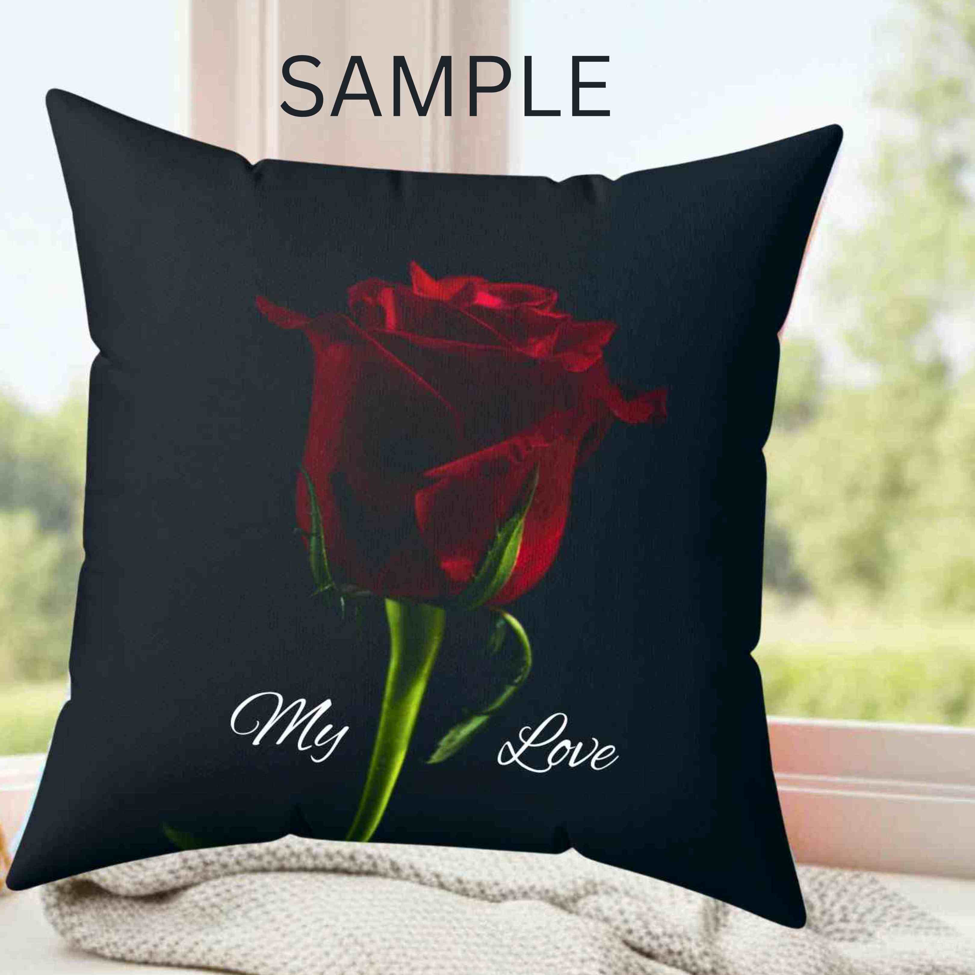 Red Rose Photograph Pillow | Dark Floral Throw Cushion product thumbnail image