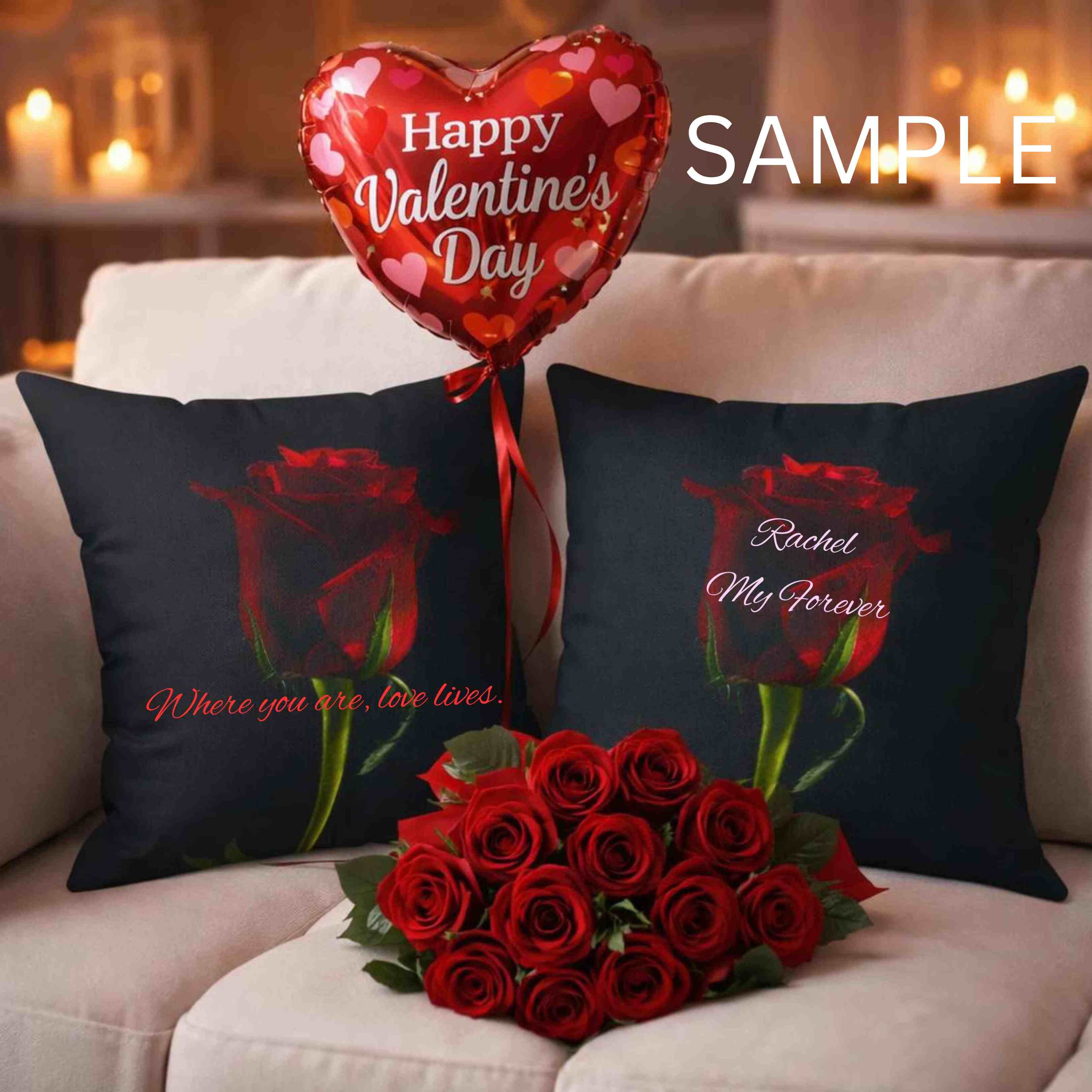 Red Rose Photograph Pillow | Dark Floral Throw Cushion product thumbnail image