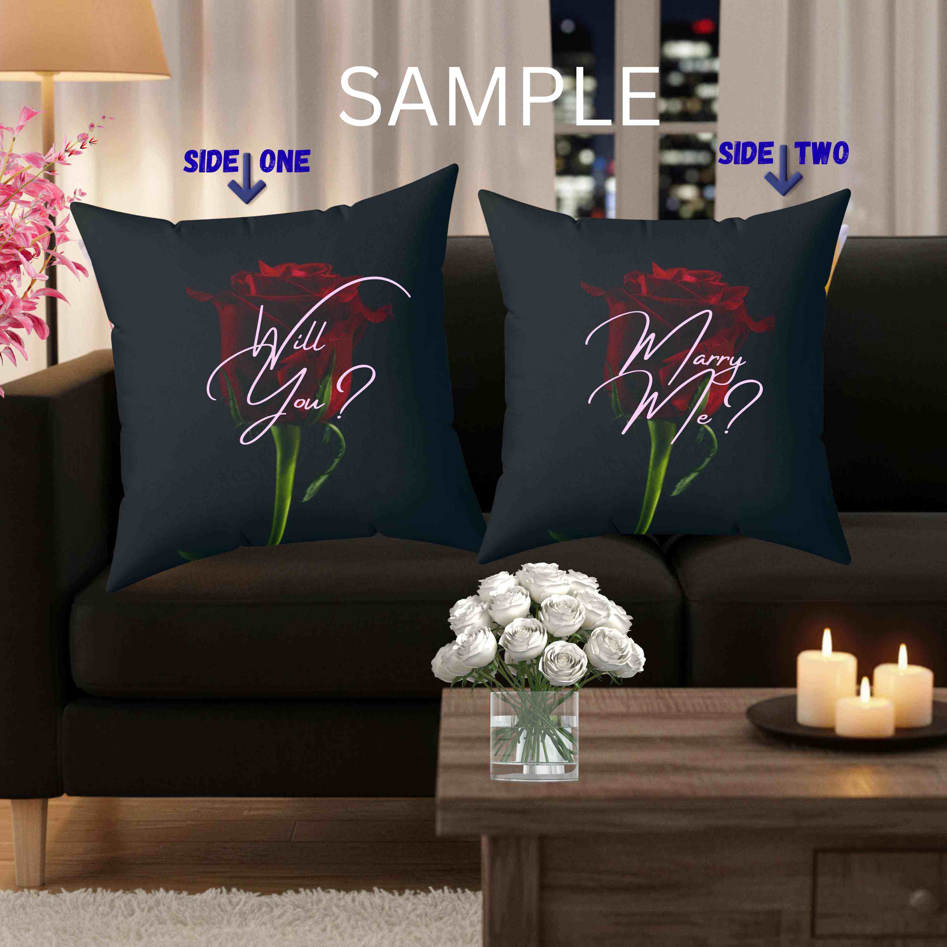 Red Rose Photograph Pillow | Dark Floral Throw Cushion product thumbnail image