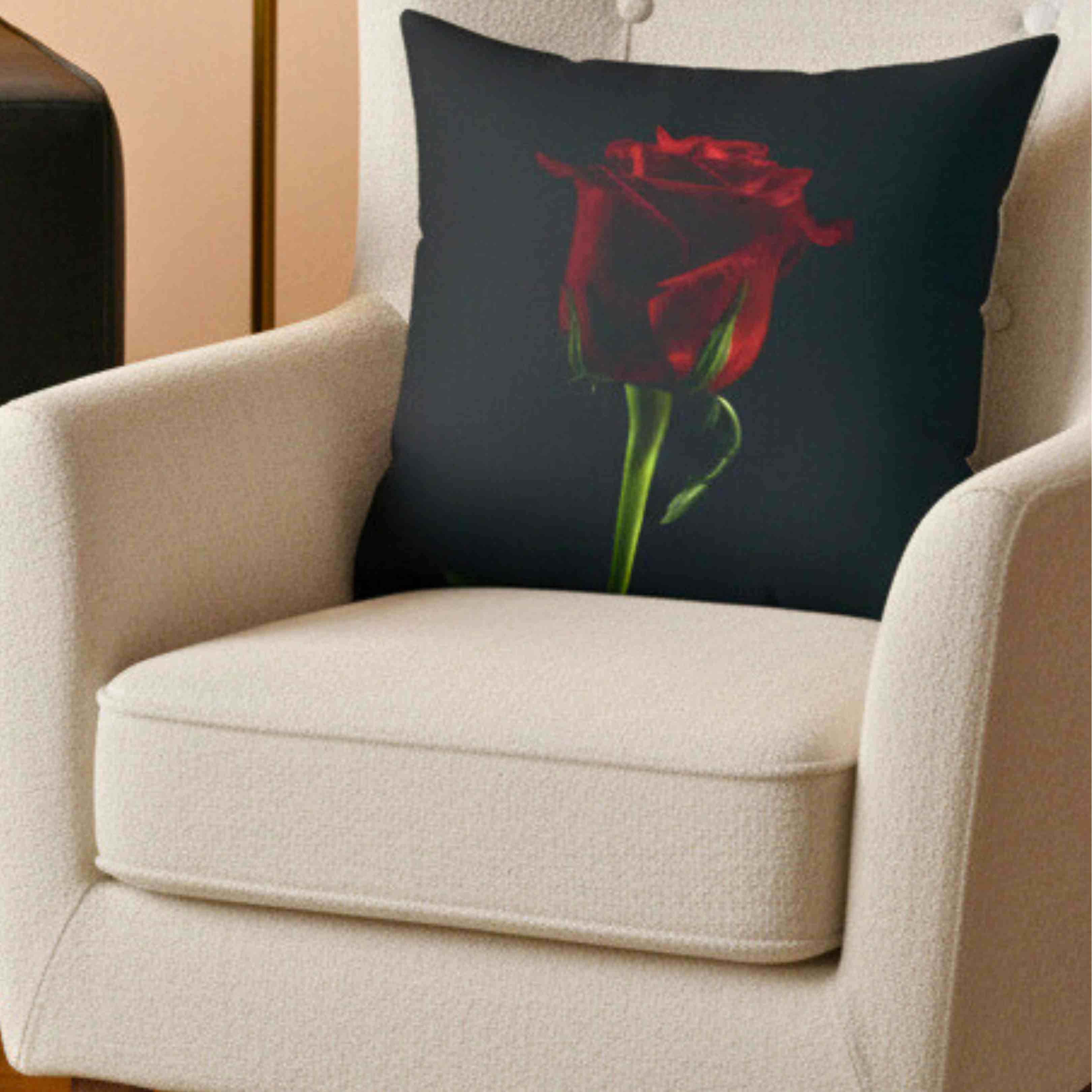 Red Rose Photograph Pillow | Dark Floral Throw Cushion product thumbnail image Red Rose Photograph Pillow | Dark Floral Throw Cushion product thumbnail image