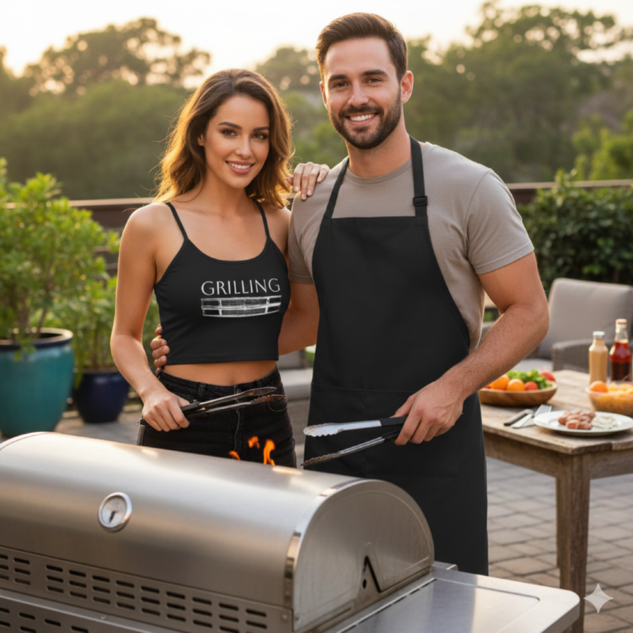 "Grilling" Chevy Crop Tank Top — Women's BBQ Grill Graphic Spaghetti Strap product thumbnail image "Grilling" Chevy Crop Tank Top — Women's BBQ Grill Graphic Spaghetti Strap product thumbnail image