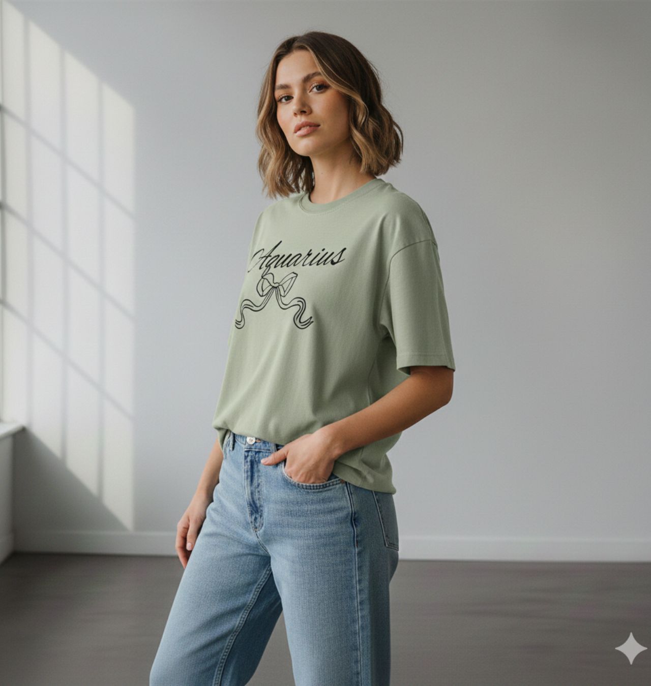 Aquarius Script Zodiac T-Shirt