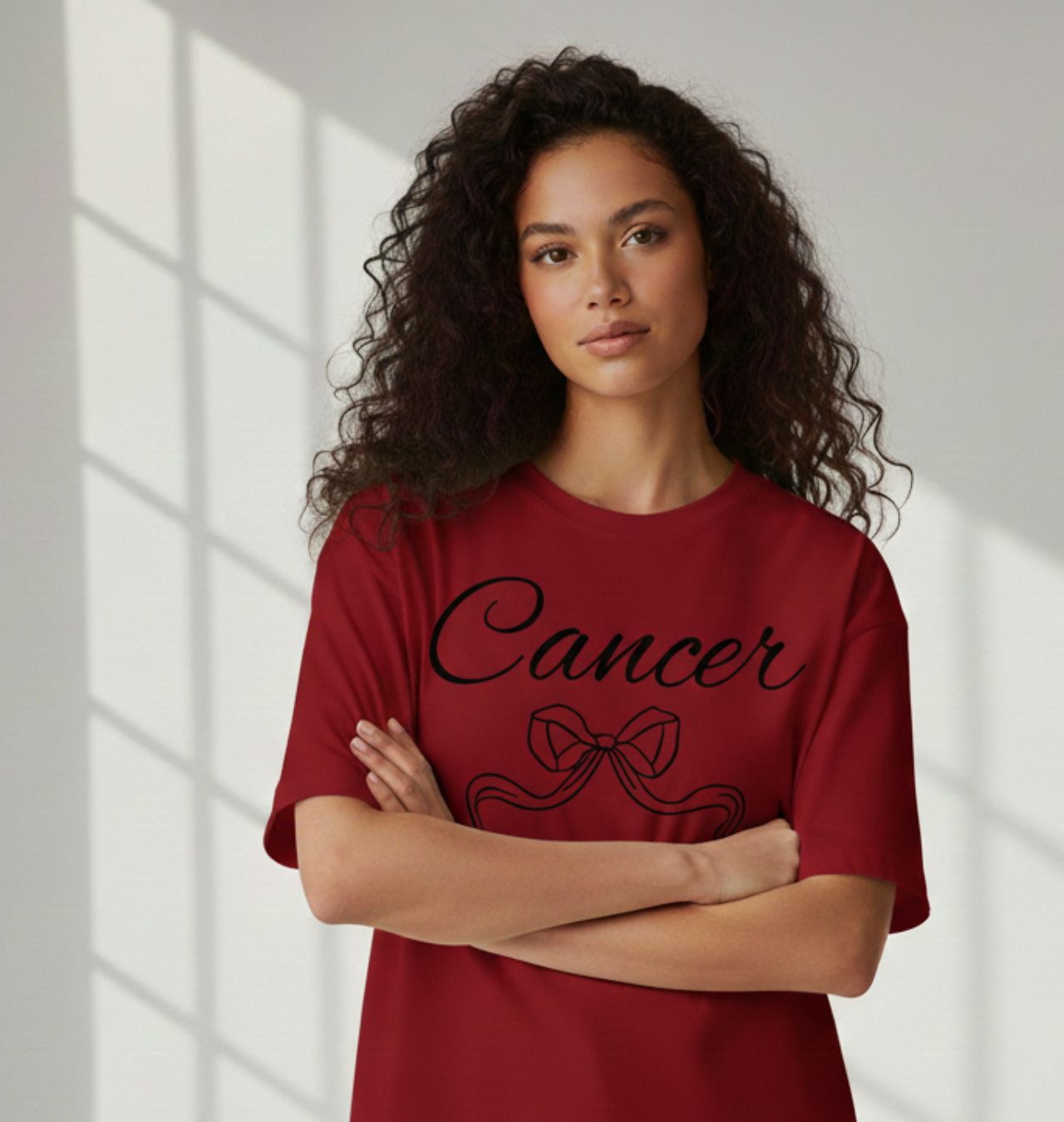 Cancer Zodiac T-Shirt Script Sign with Ribbon Astrology Gift product thumbnail image