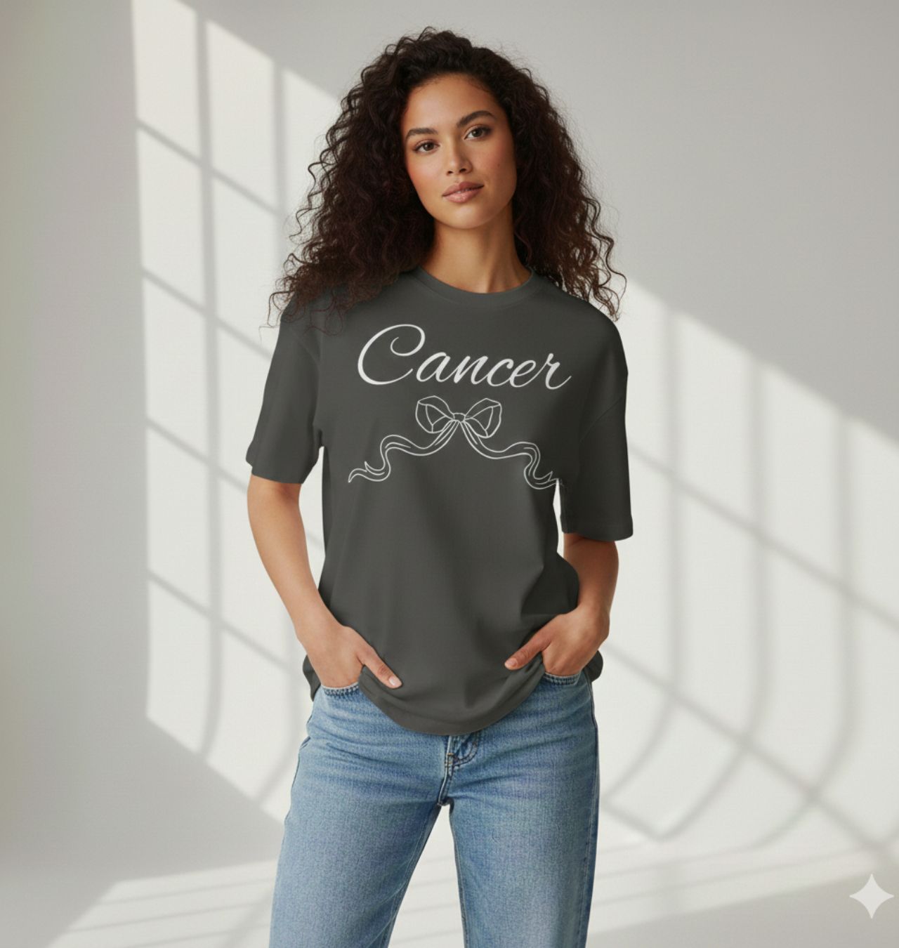 Cancer Zodiac T-Shirt Elegant Script with Ribbon Accent product thumbnail image