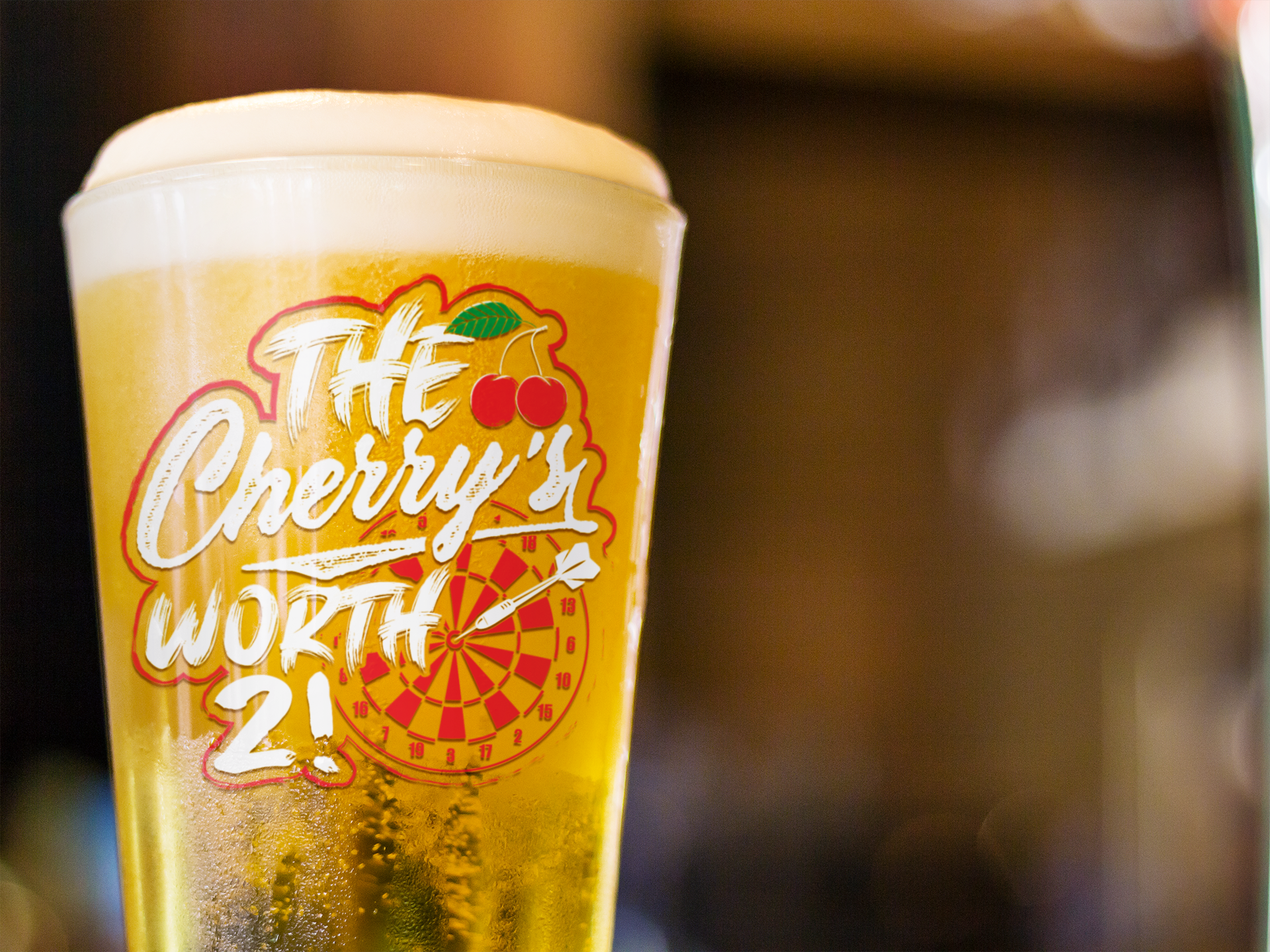 The Cherry's Worth 2 Pint Glass, 16oz product thumbnail image The Cherry's Worth 2 Pint Glass, 16oz product thumbnail image