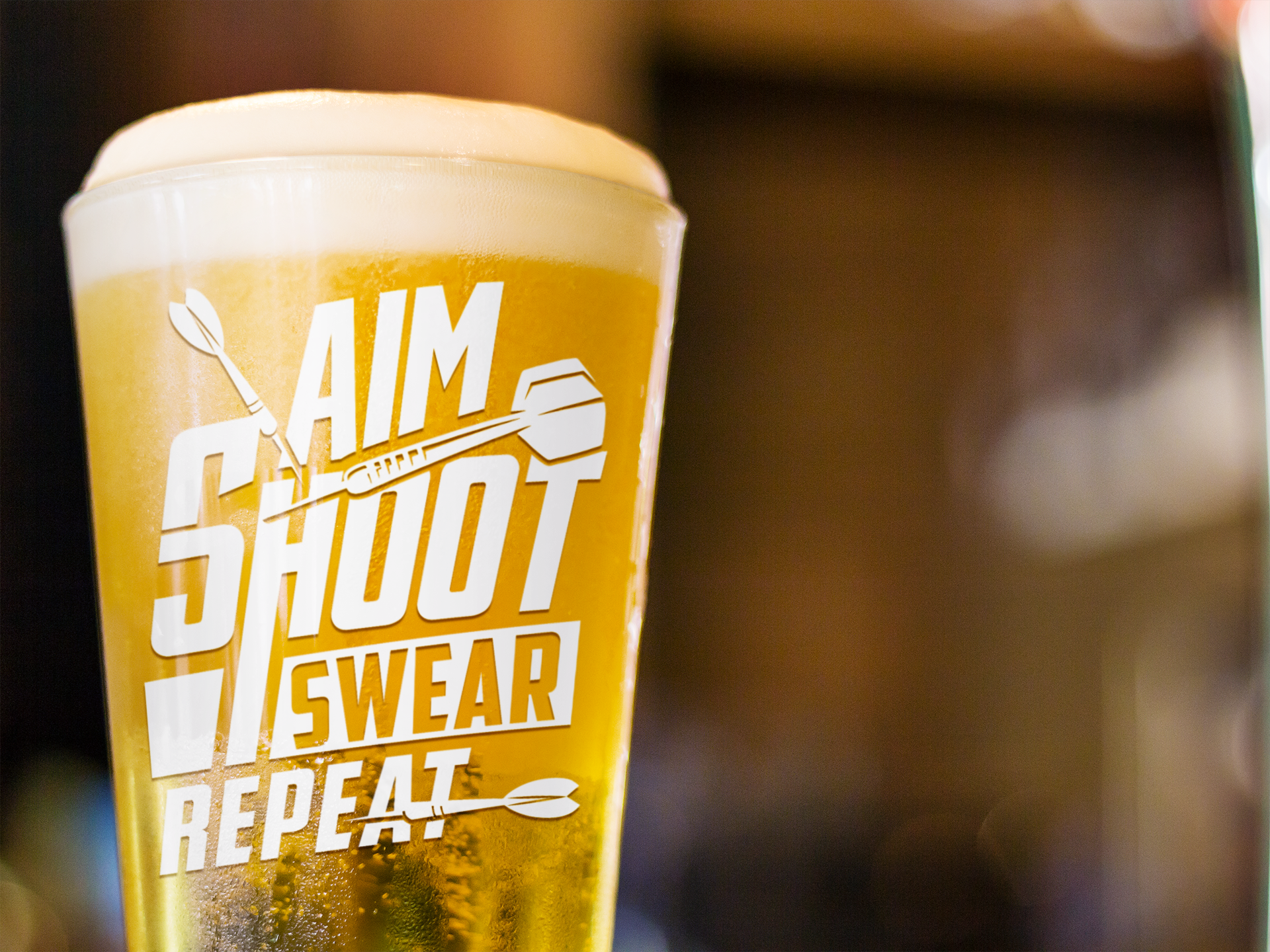 Aim Shoot Swear Repeat Pint Glass, 16oz