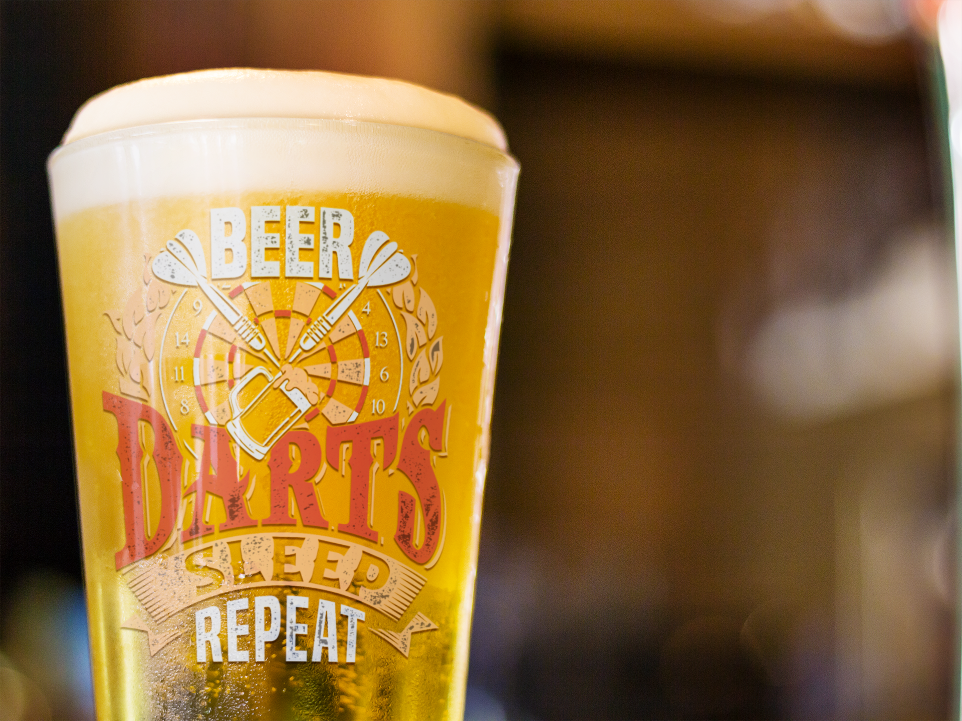 Beer Darts Sleep Repeat Pint Glass, 16oz product thumbnail image Beer Darts Sleep Repeat Pint Glass, 16oz product thumbnail image