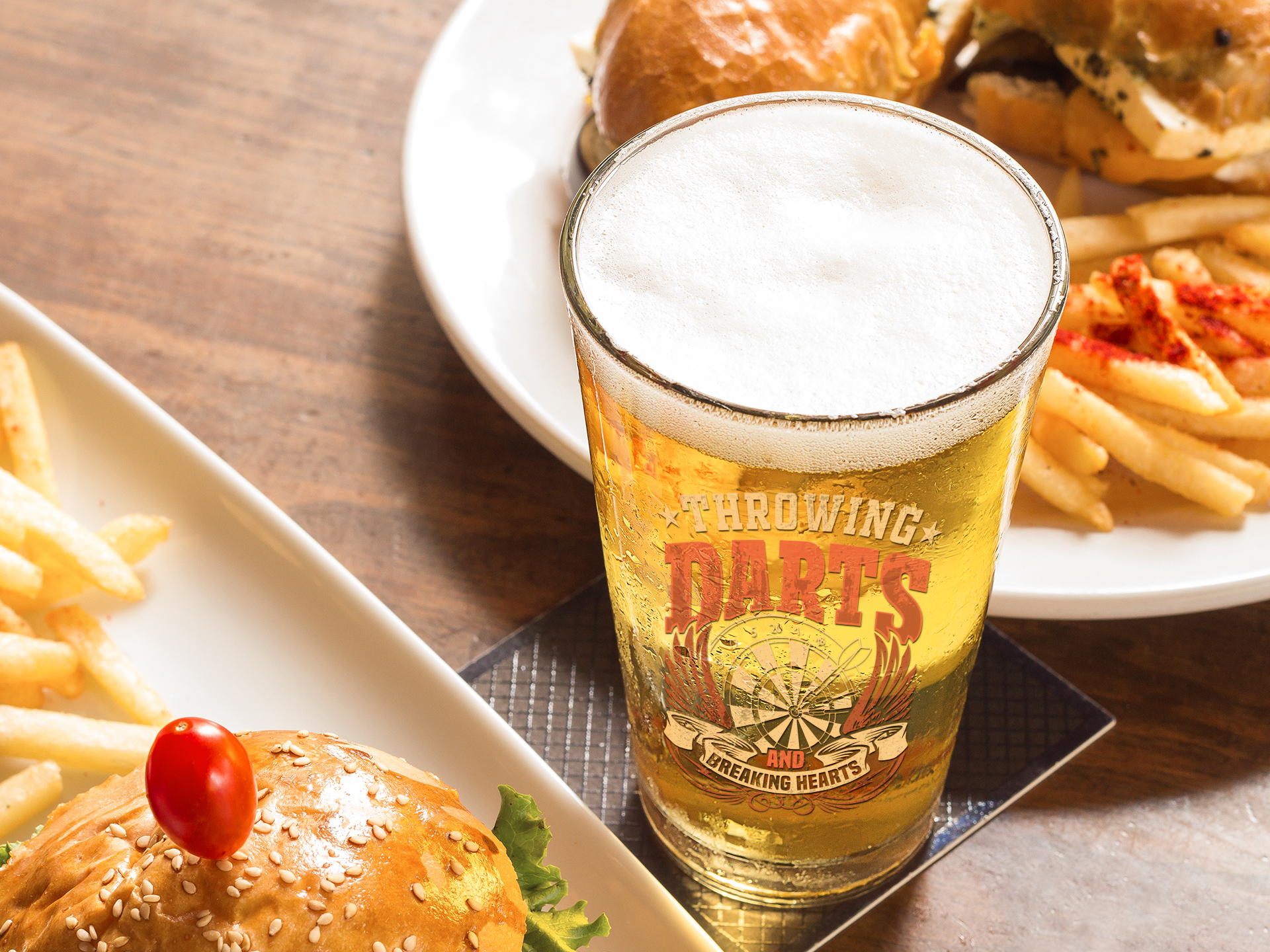 Throwing Darts and Breaking Hearts Pint Glass, 16oz product thumbnail image