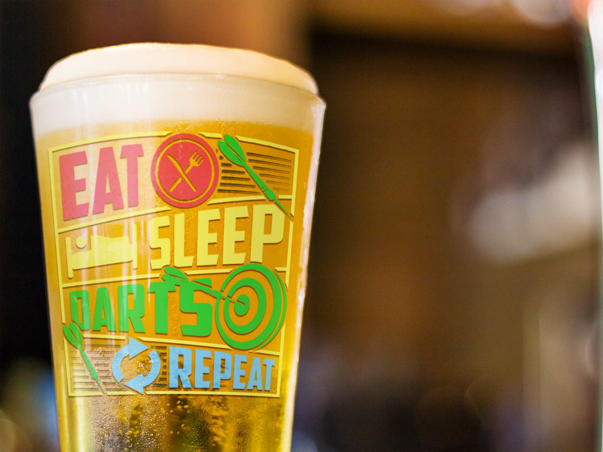Eat Sleep Darts Repeat Pint Glass, 16oz product thumbnail image