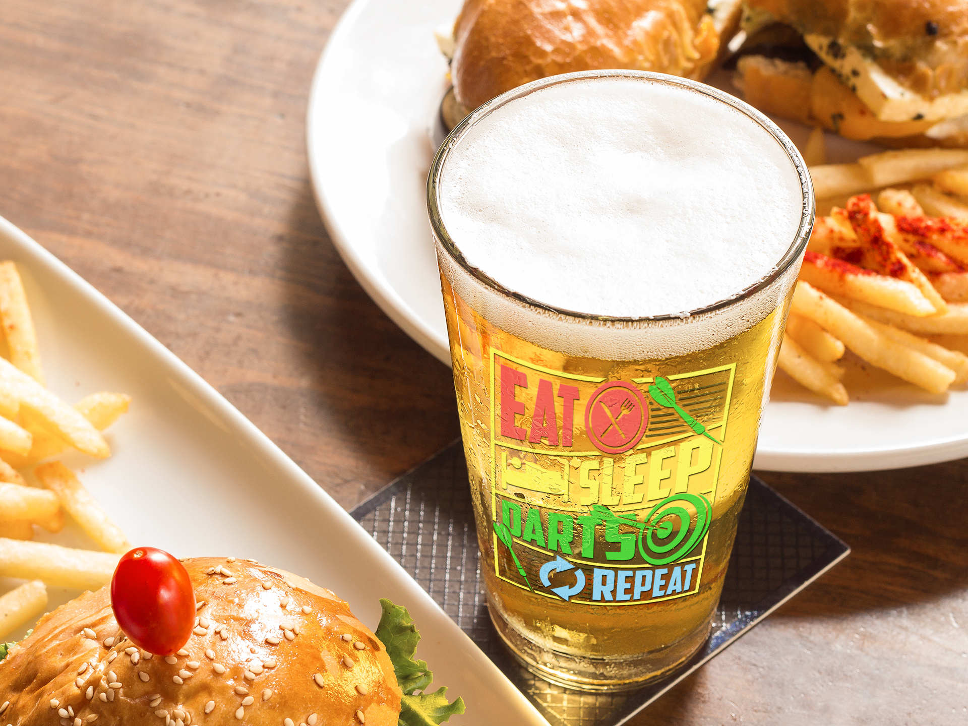 Eat Sleep Darts Repeat Pint Glass, 16oz product thumbnail image