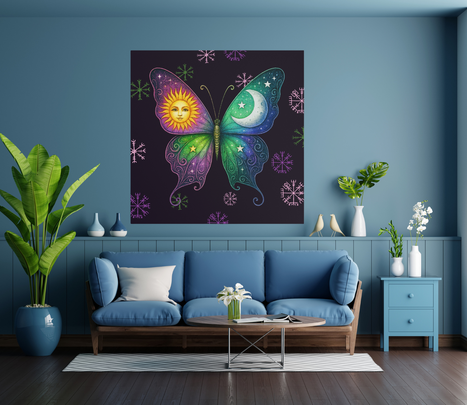 Equinox — Sun &amp; Moon Butterfly Silk Poster Wall Art (Indoor/Outdoor) product thumbnail image