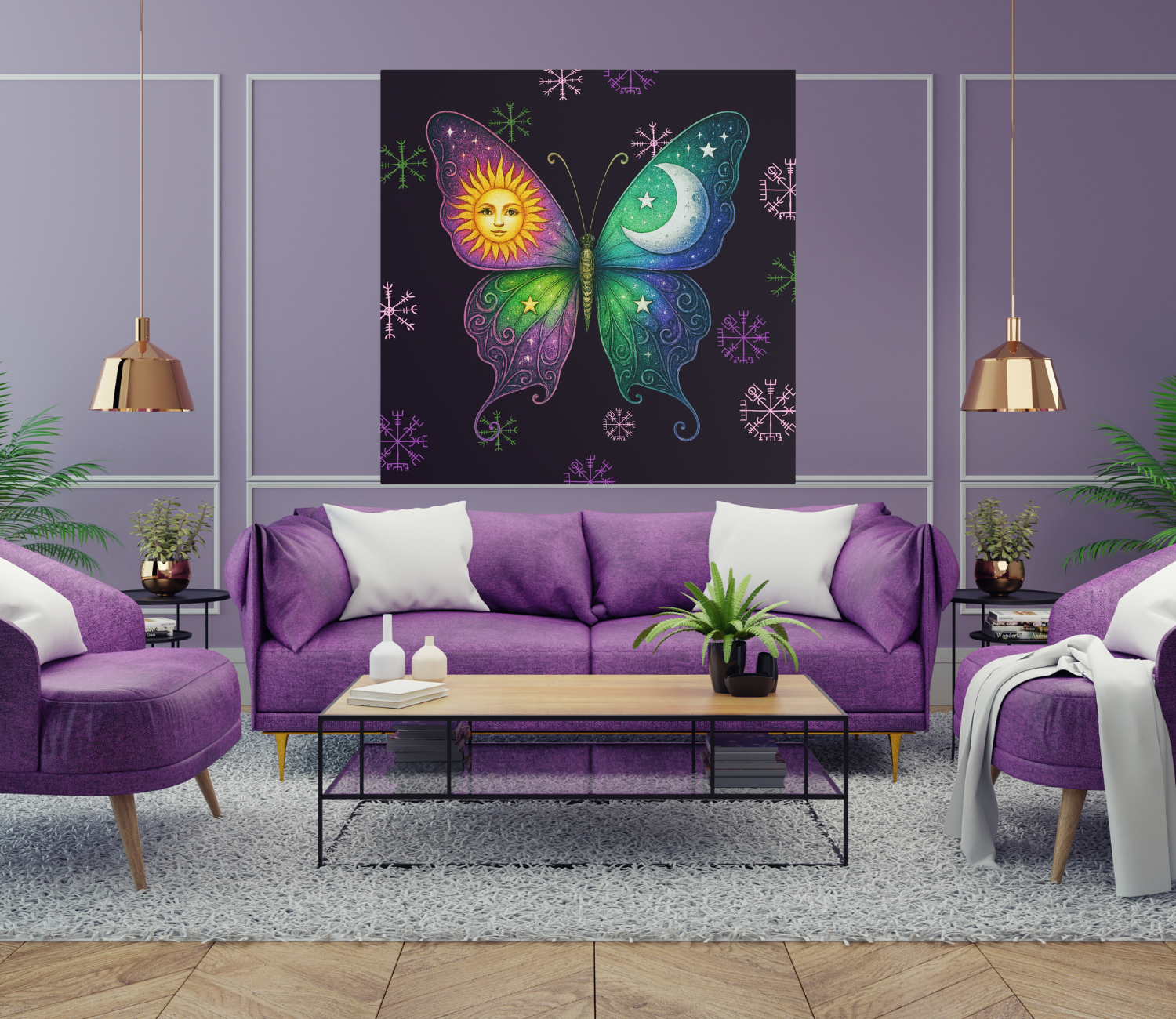 Equinox — Sun &amp; Moon Butterfly Silk Poster Wall Art (Indoor/Outdoor) product thumbnail image