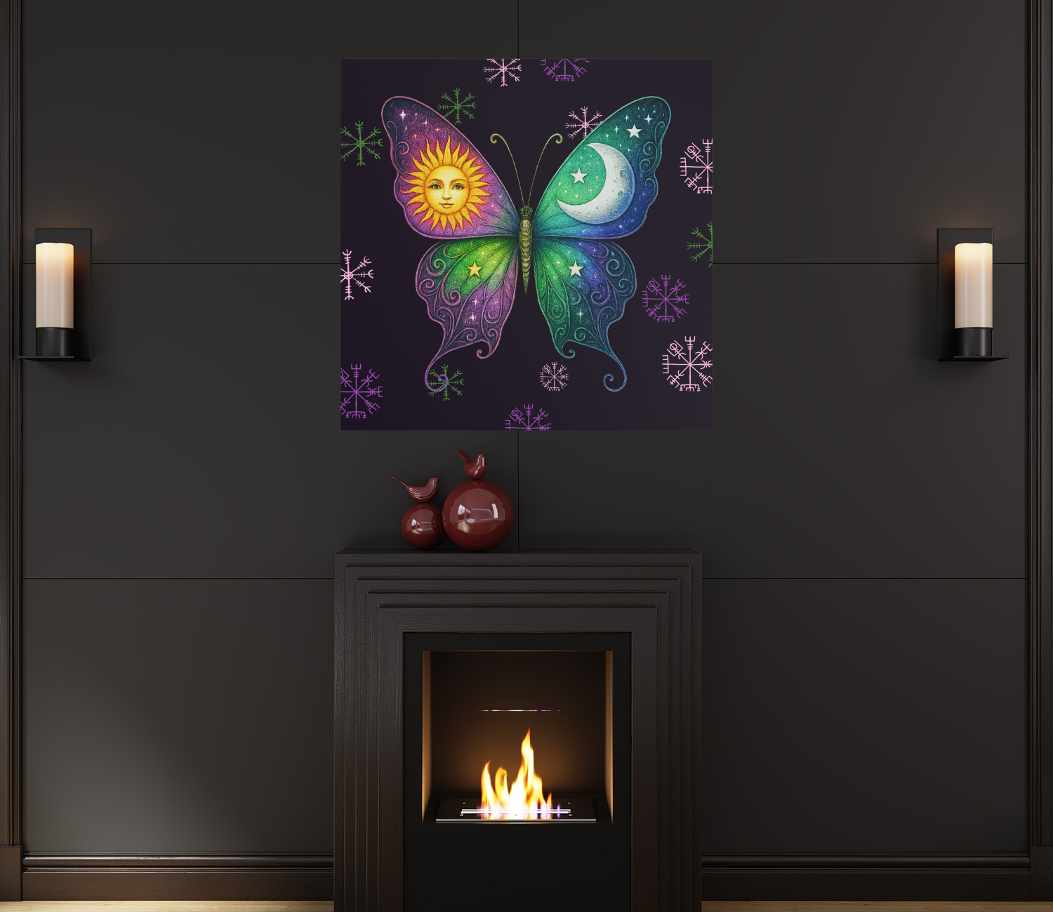 Equinox — Sun &amp; Moon Butterfly Silk Poster Wall Art (Indoor/Outdoor) product thumbnail image