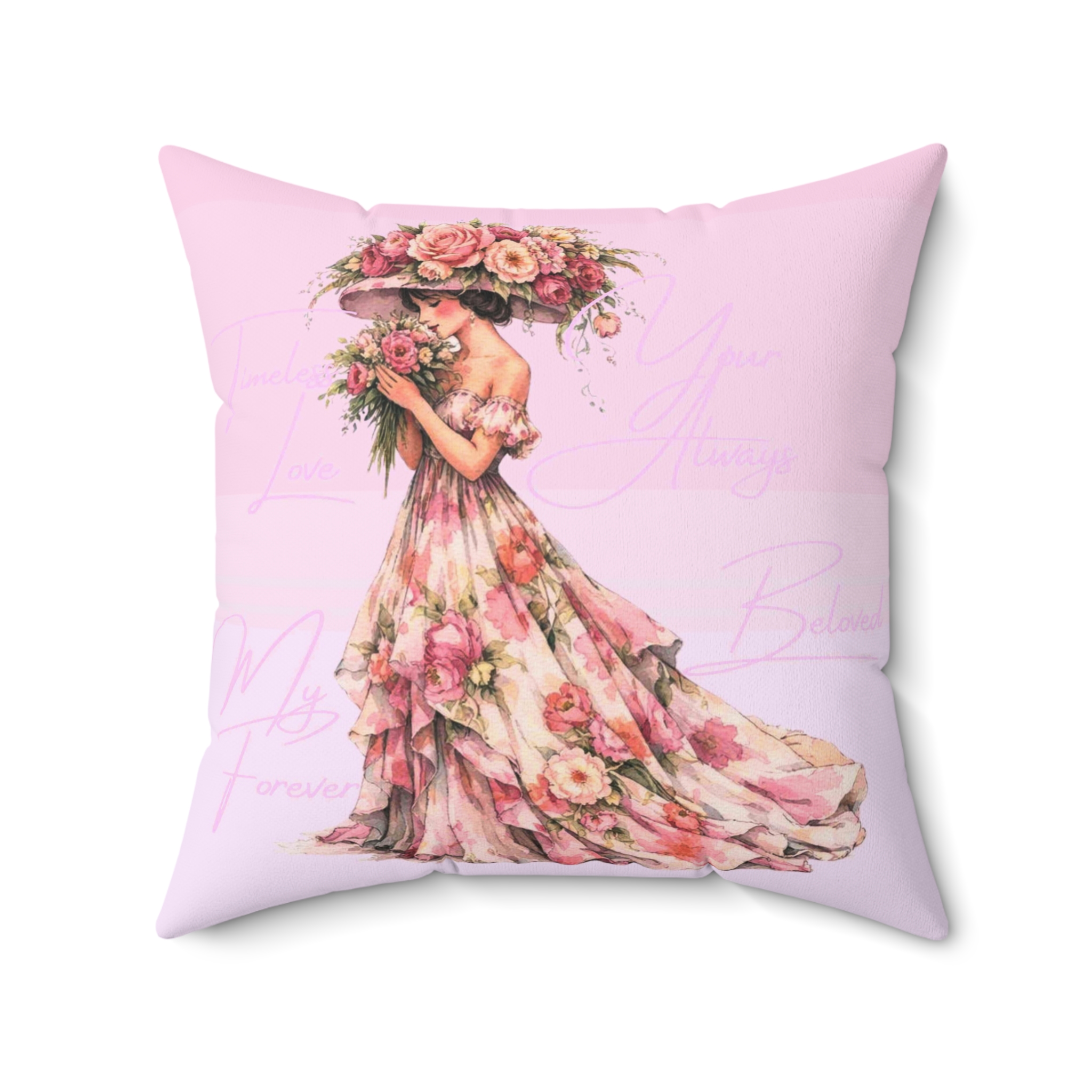 Floral Gown Lady pillow | Square Pillow, Pink Floral Décor Cushion product thumbnail image Floral Gown Lady pillow | Square Pillow, Pink Floral Décor Cushion product thumbnail image