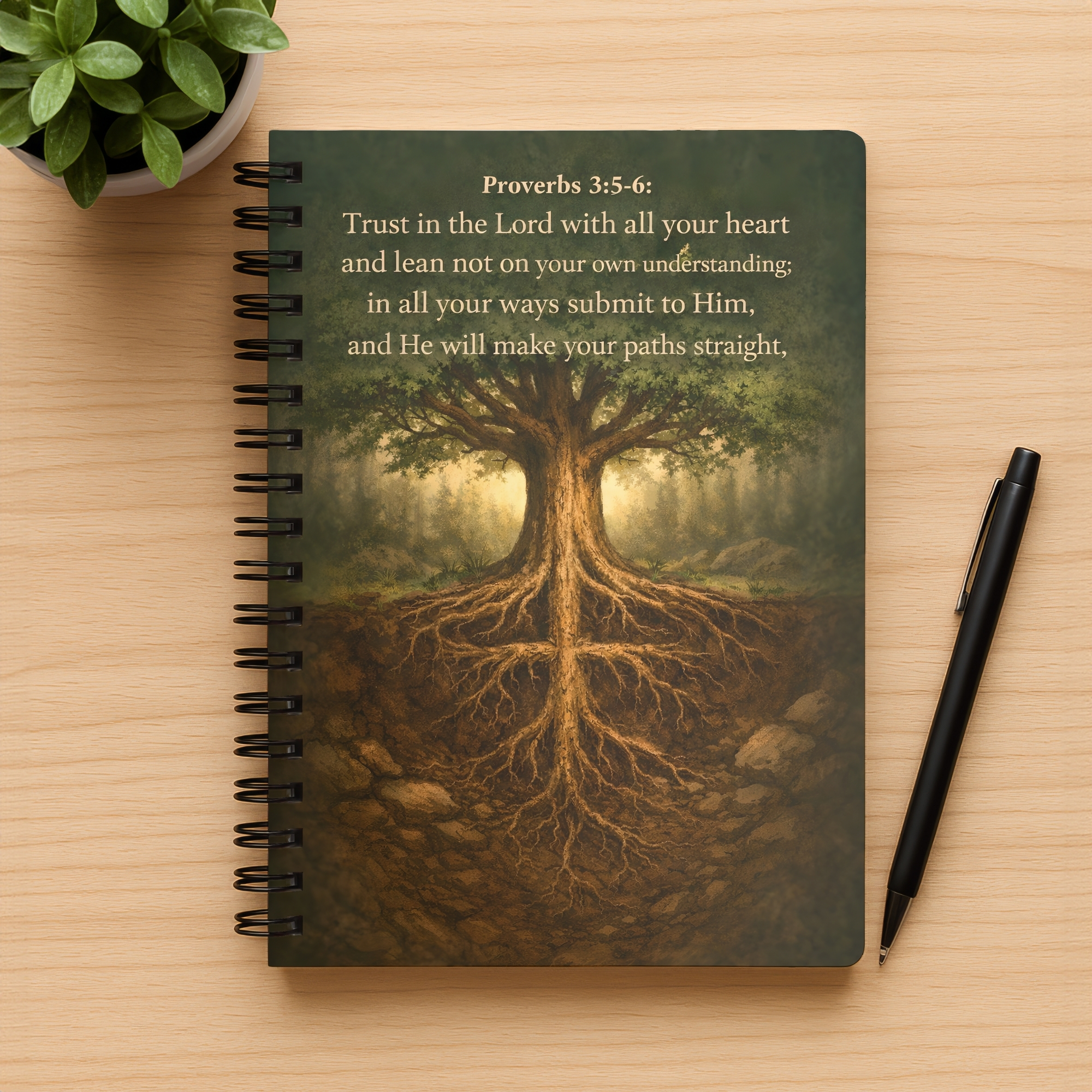 Proverbs 3:5-6 Tree of Faith Ruled Spiral Notebook product thumbnail image Proverbs 3:5-6 Tree of Faith Ruled Spiral Notebook product thumbnail image