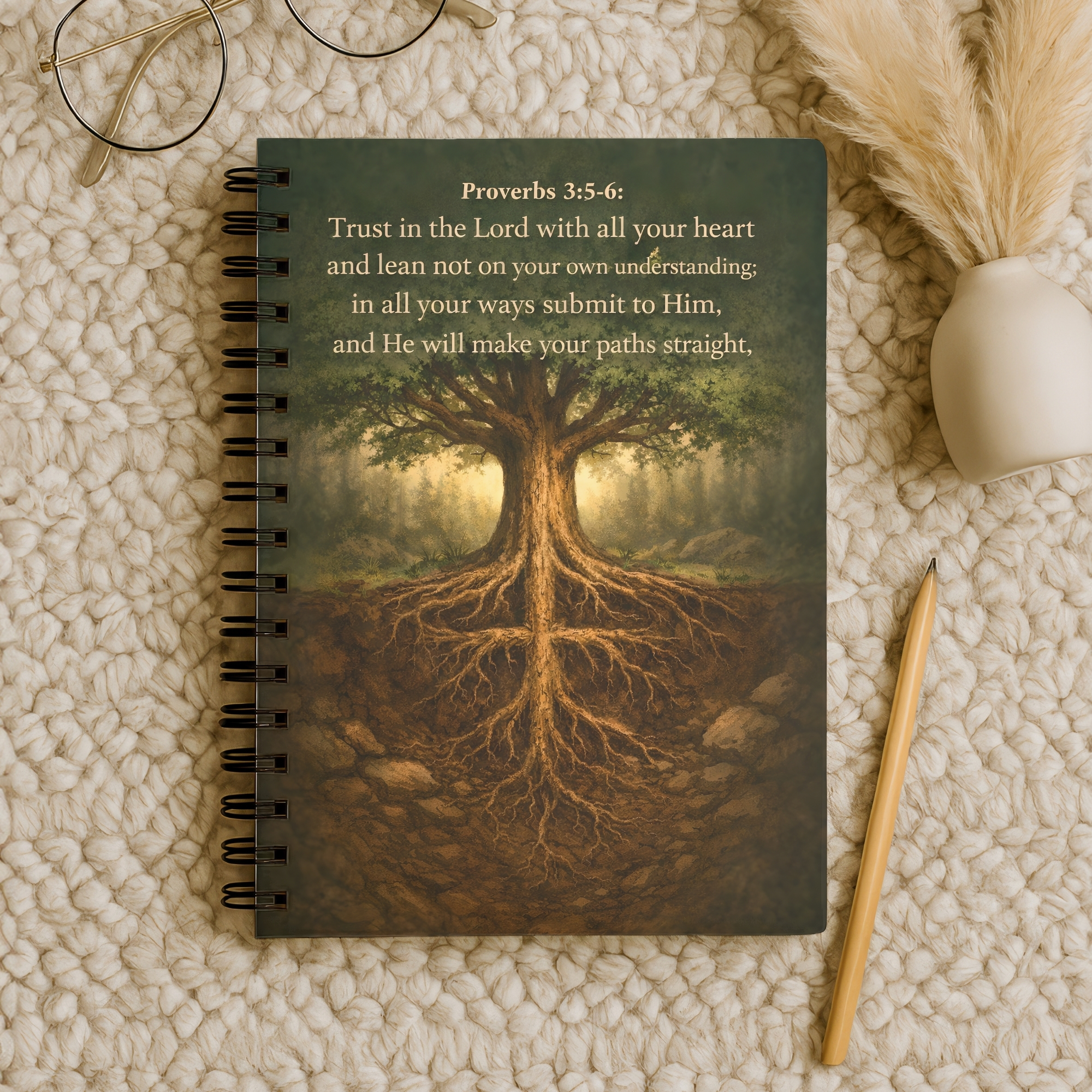 Proverbs 3:5-6 Tree of Faith Ruled Spiral Notebook product thumbnail image