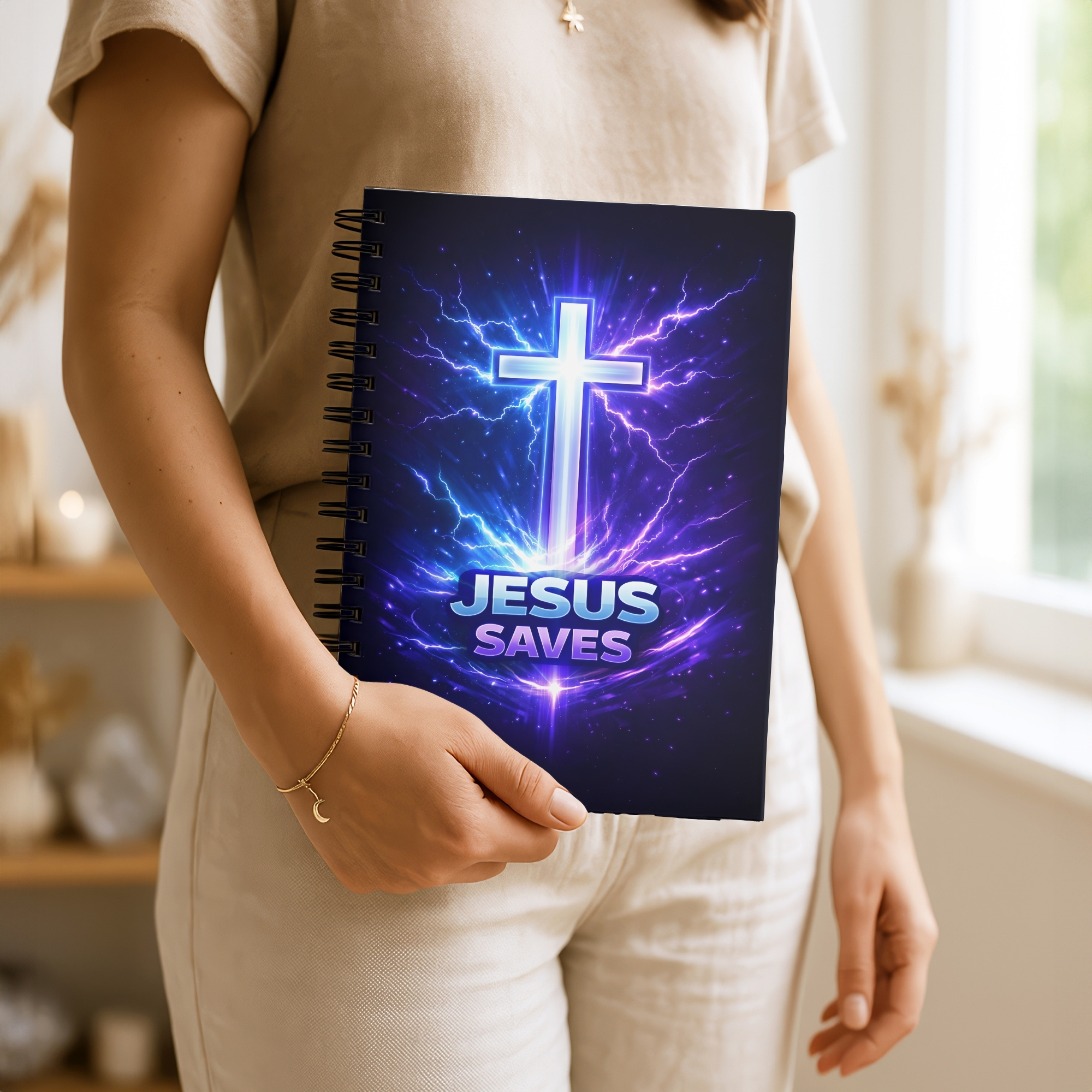 Jesus Saves Spiral Notebook Neon Cross Christian Journal (Ruled) product thumbnail image Jesus Saves Spiral Notebook Neon Cross Christian Journal (Ruled) product thumbnail image