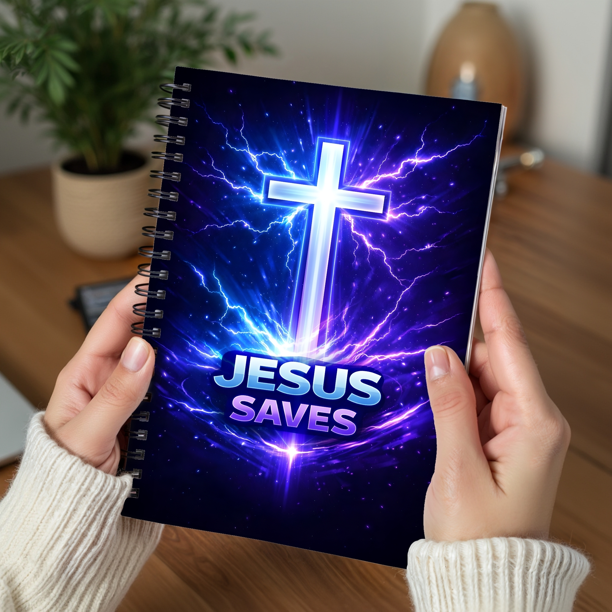 Jesus Saves Spiral Notebook Neon Cross Christian Journal (Ruled) product thumbnail image Jesus Saves Spiral Notebook Neon Cross Christian Journal (Ruled) product thumbnail image