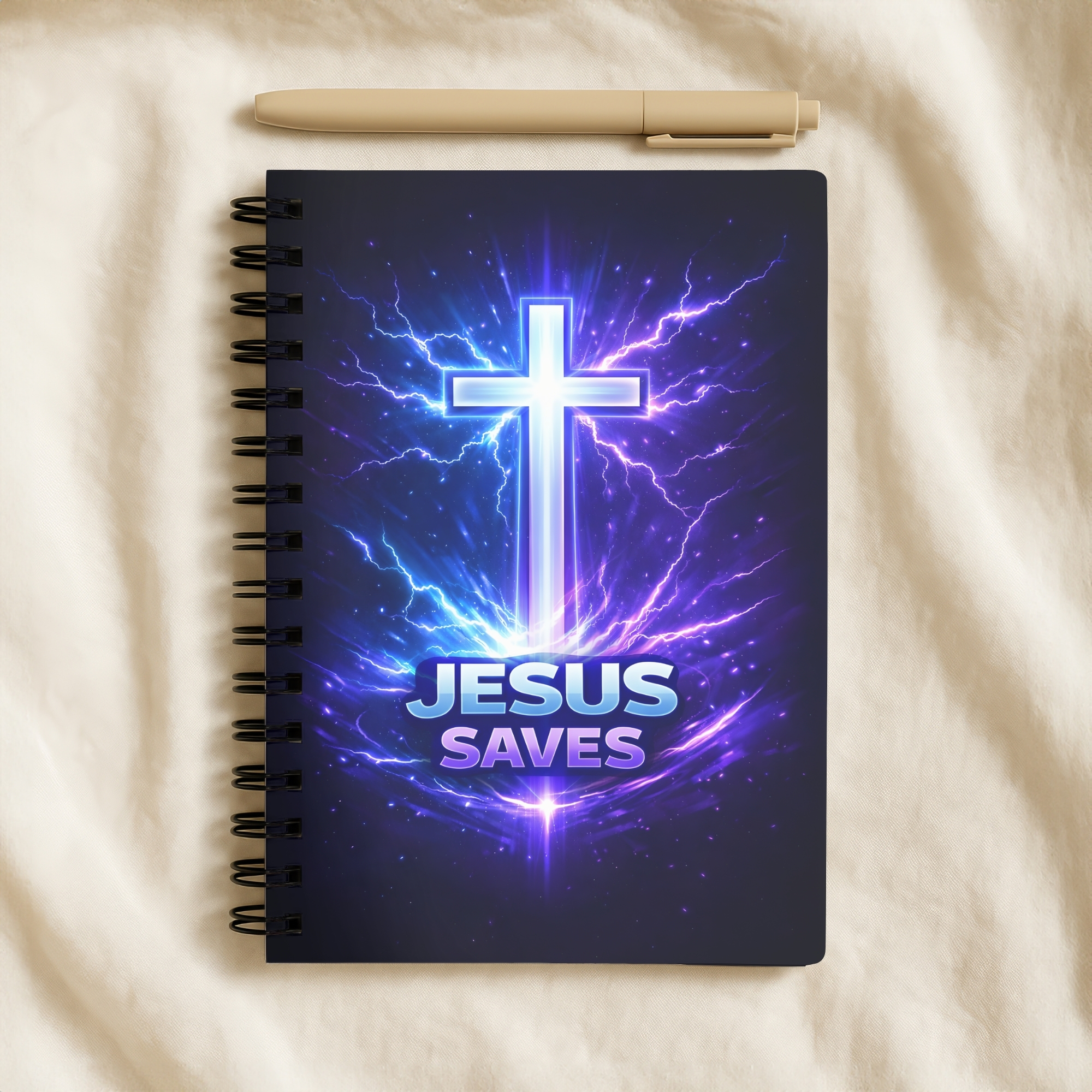 Jesus Saves Spiral Notebook Neon Cross Christian Journal (Ruled) product thumbnail image Jesus Saves Spiral Notebook Neon Cross Christian Journal (Ruled) product thumbnail image