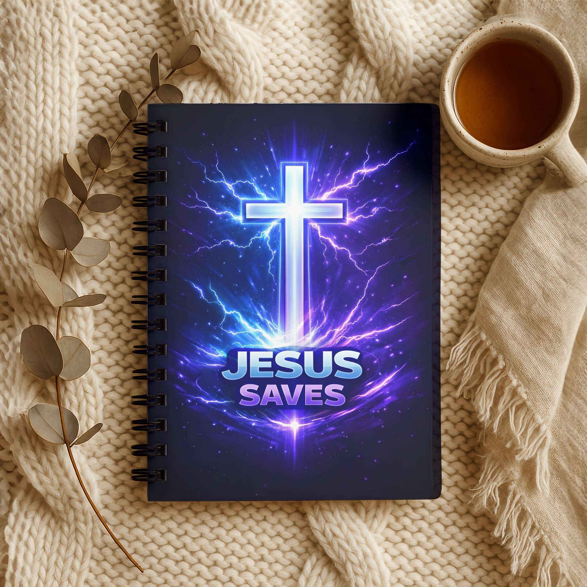 Jesus Saves Spiral Notebook Neon Cross Christian Journal (Ruled) product thumbnail image Jesus Saves Spiral Notebook Neon Cross Christian Journal (Ruled) product thumbnail image
