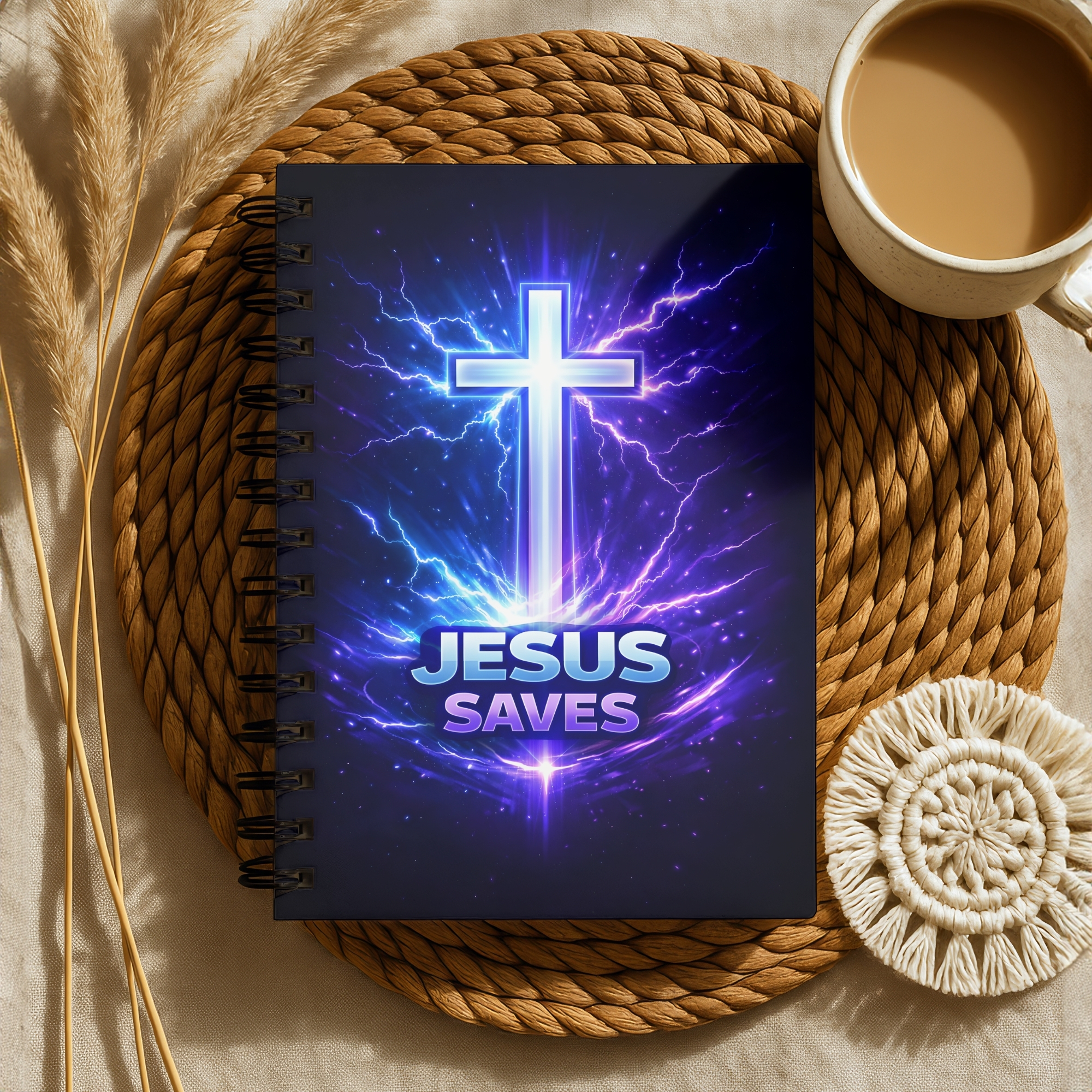 Jesus Saves Spiral Notebook Neon Cross Christian Journal (Ruled) product thumbnail image Jesus Saves Spiral Notebook Neon Cross Christian Journal (Ruled) product thumbnail image