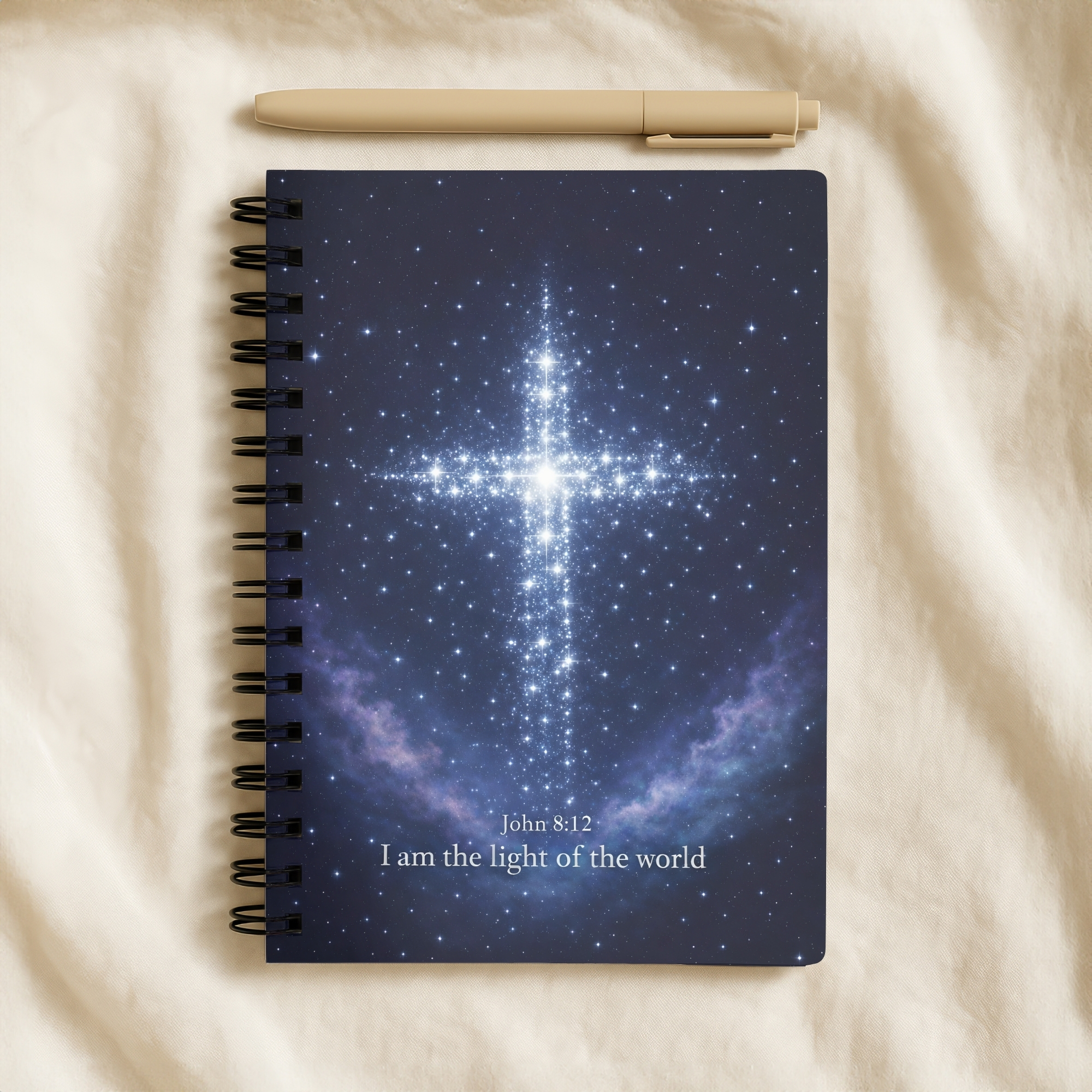 Christian Spiral Notebook "I Am the Light of the World" Journal (John 8:12) product thumbnail image Christian Spiral Notebook "I Am the Light of the World" Journal (John 8:12) product thumbnail image