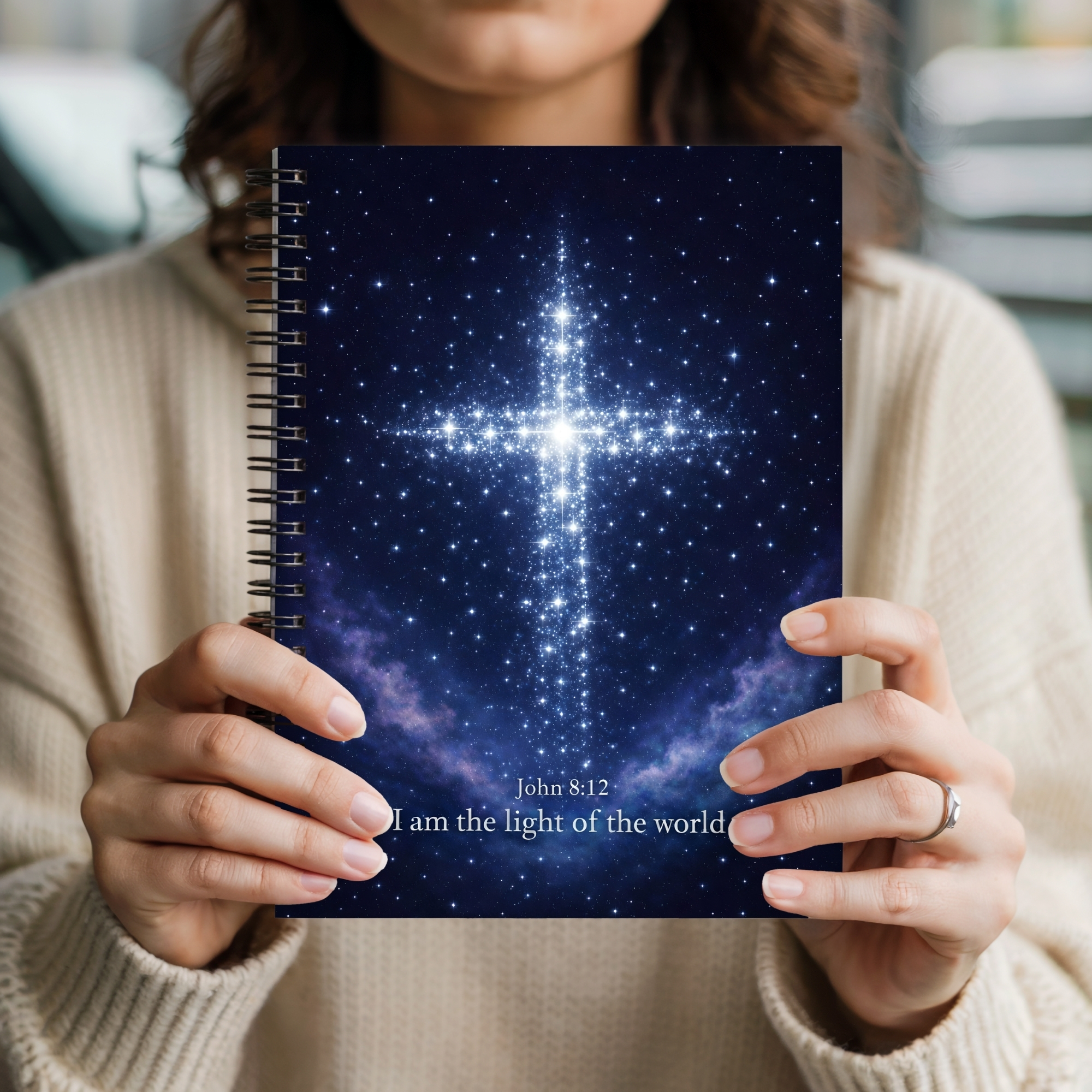 Christian Spiral Notebook "I Am the Light of the World" Journal (John 8:12) product thumbnail image Christian Spiral Notebook "I Am the Light of the World" Journal (John 8:12) product thumbnail image