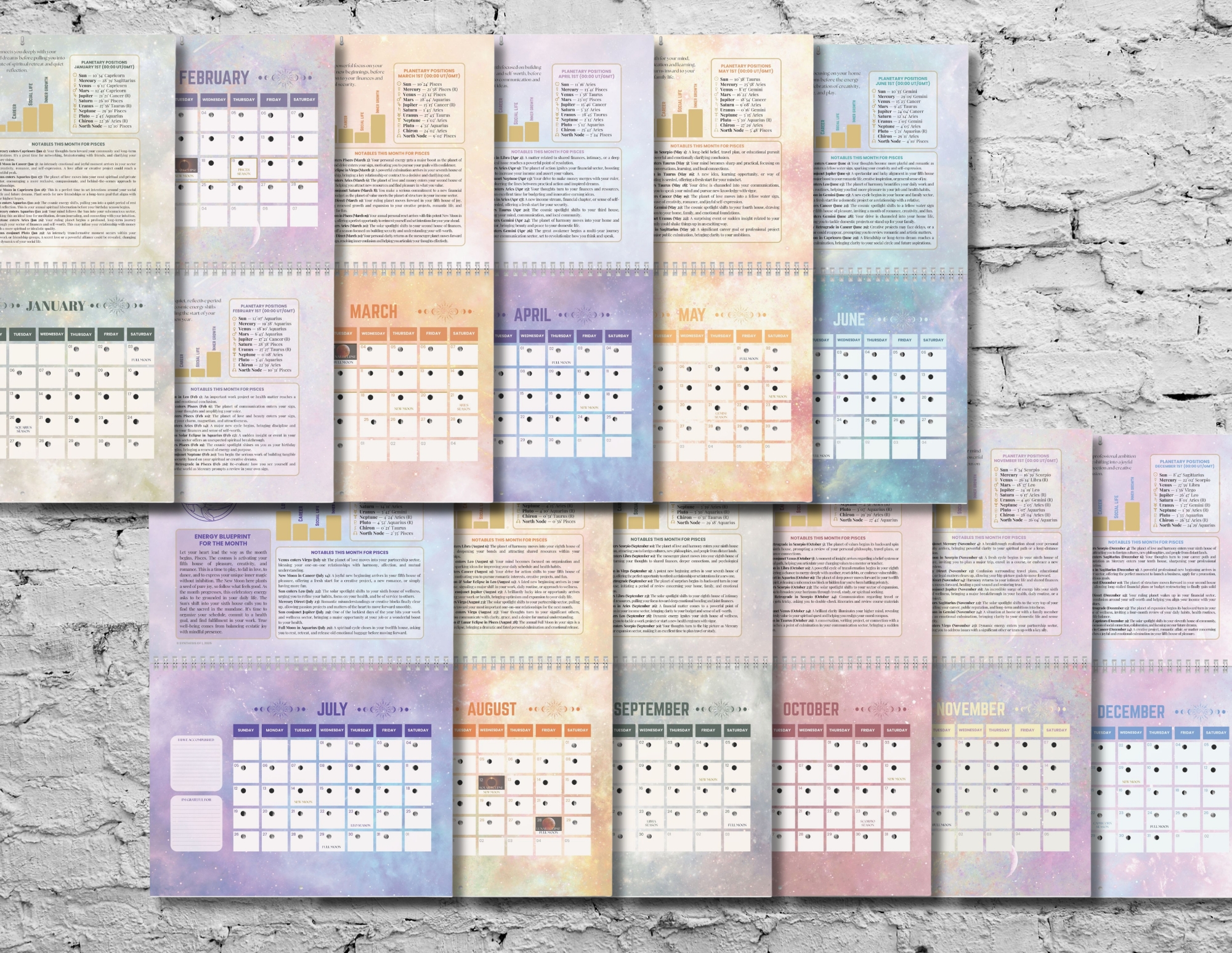 Aquarius Astrology Calendar 2026: Detailed Monthly Horoscopes, Writable Grids, Vibrant Zodiac Design product thumbnail image