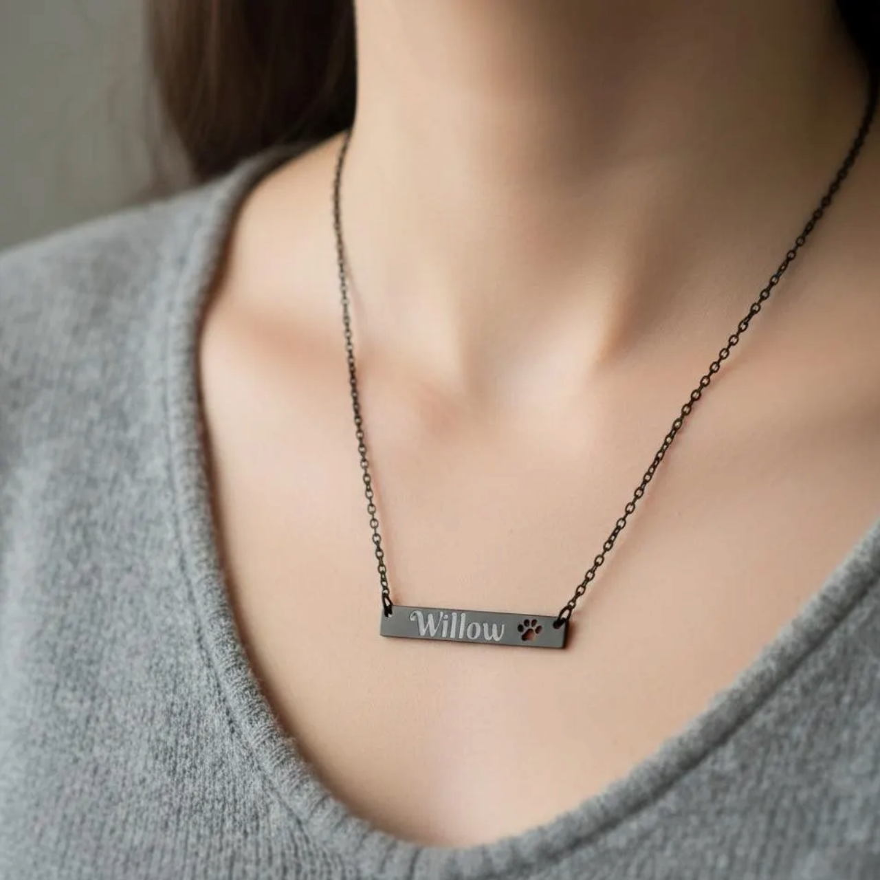 Paw Print Bar Necklace