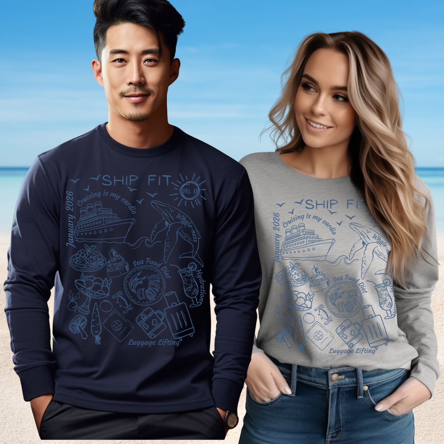 Wellness at Sea Sketch Doodle tee Long Sleeve Shirt | Cruise Health illustration product thumbnail image Wellness at Sea Sketch Doodle tee Long Sleeve Shirt | Cruise Health illustration product thumbnail image