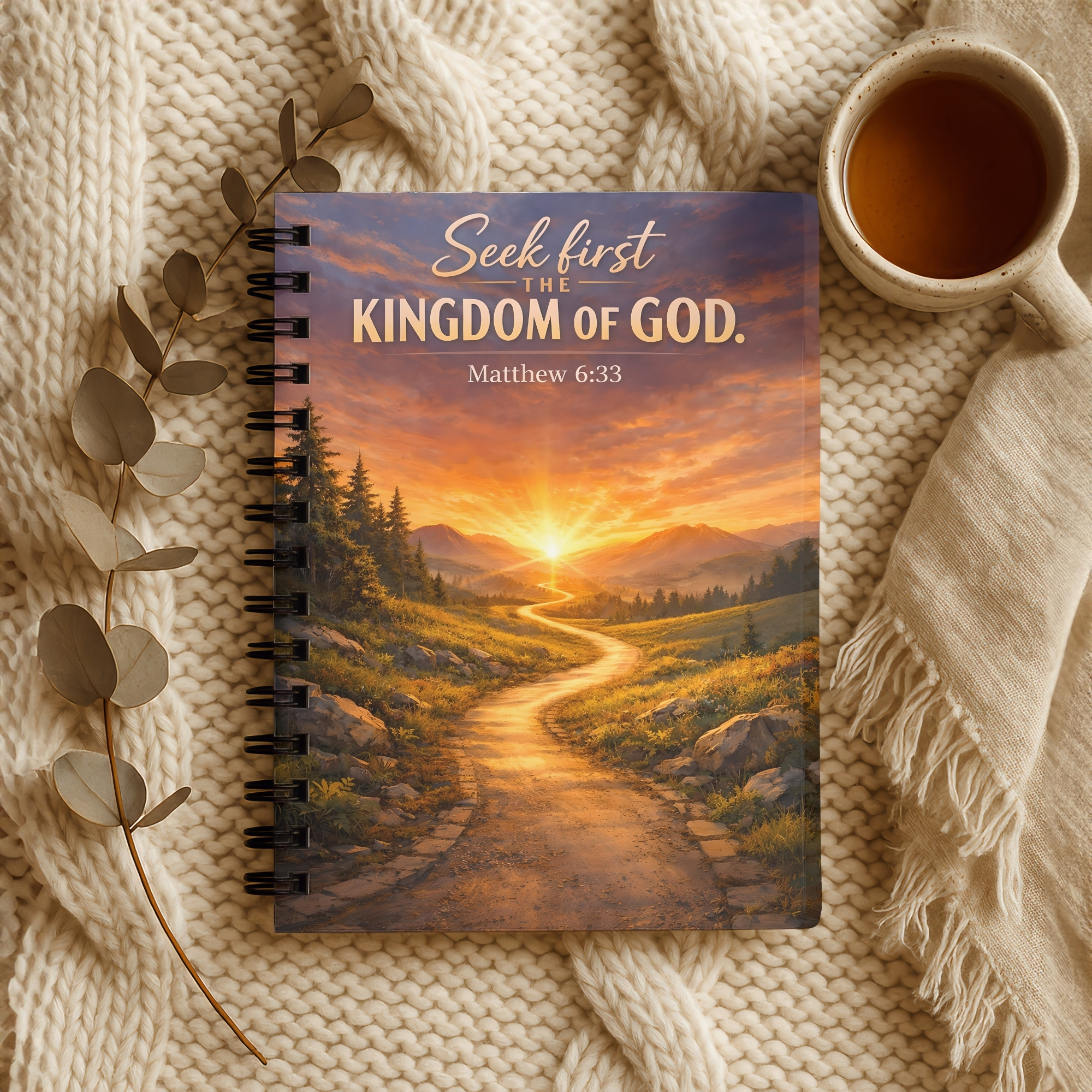 Christian Spiral Notebook "Seek First the Kingdom of God" Matthew 6:33 Inspirational Prayer Journal product thumbnail image Christian Spiral Notebook "Seek First the Kingdom of God" Matthew 6:33 Inspirational Prayer Journal product thumbnail image