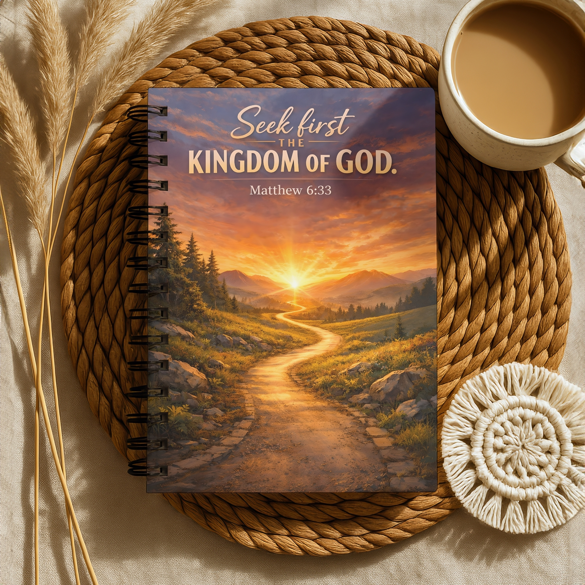 Christian Spiral Notebook "Seek First the Kingdom of God" Matthew 6:33 Inspirational Prayer Journal product thumbnail image Christian Spiral Notebook "Seek First the Kingdom of God" Matthew 6:33 Inspirational Prayer Journal product thumbnail image