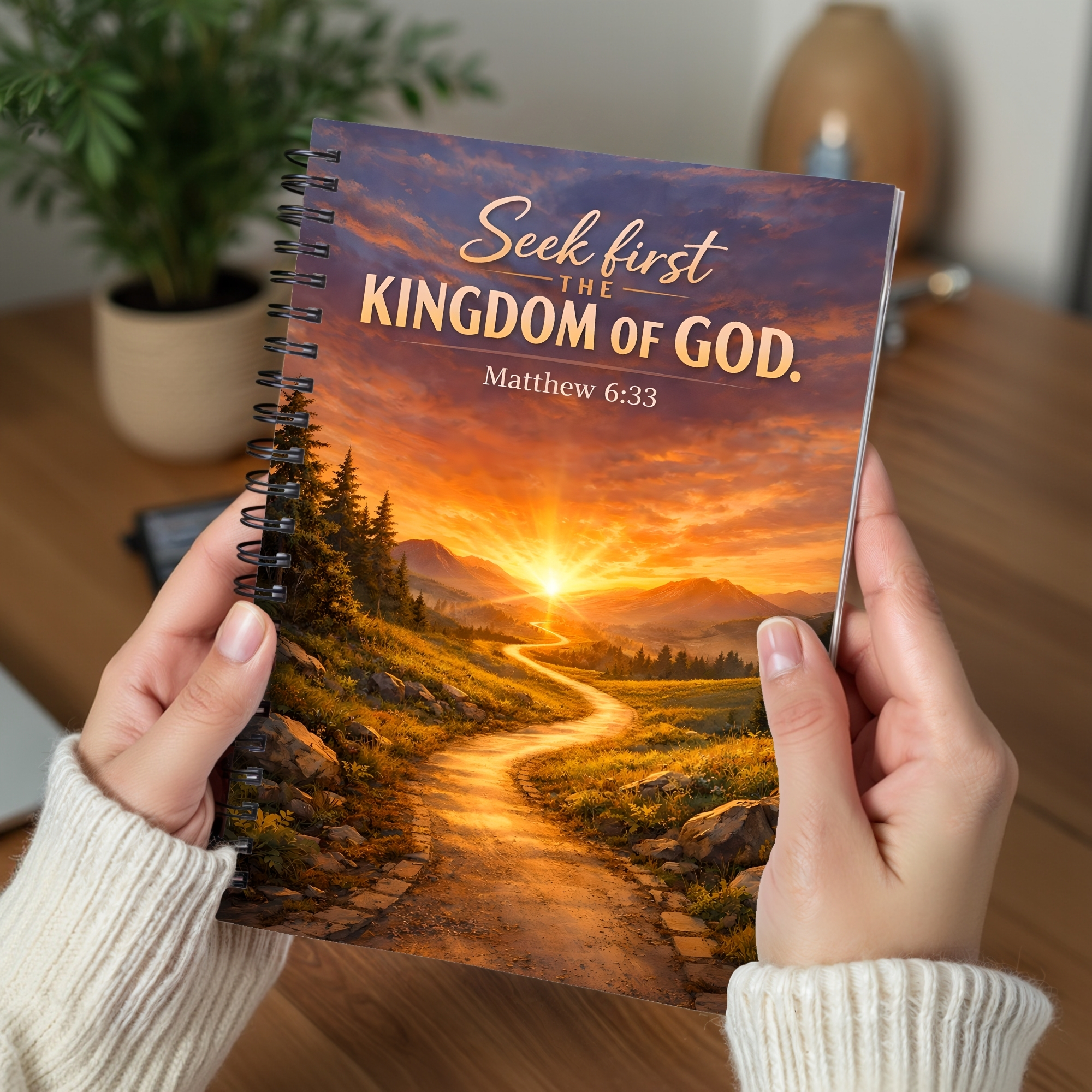 Christian Spiral Notebook "Seek First the Kingdom of God" Matthew 6:33 Inspirational Prayer Journal product thumbnail image Christian Spiral Notebook "Seek First the Kingdom of God" Matthew 6:33 Inspirational Prayer Journal product thumbnail image