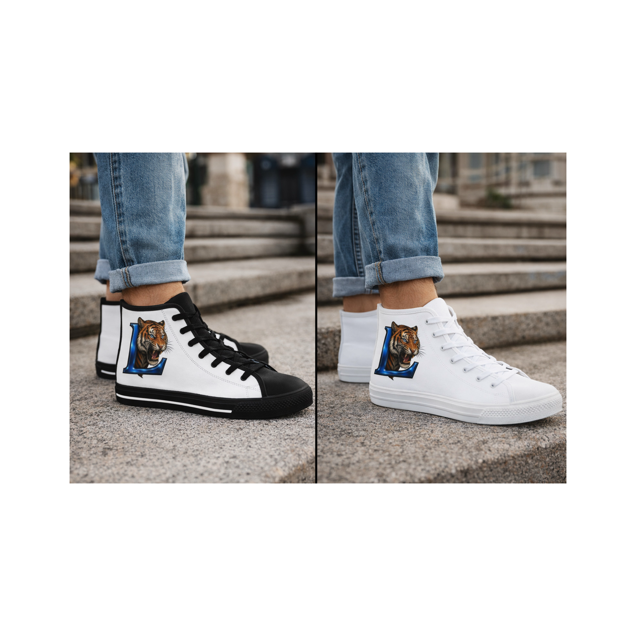 Tigres del Licey Baseball High Top Sneakers,  Dominican Team Fan Shoes