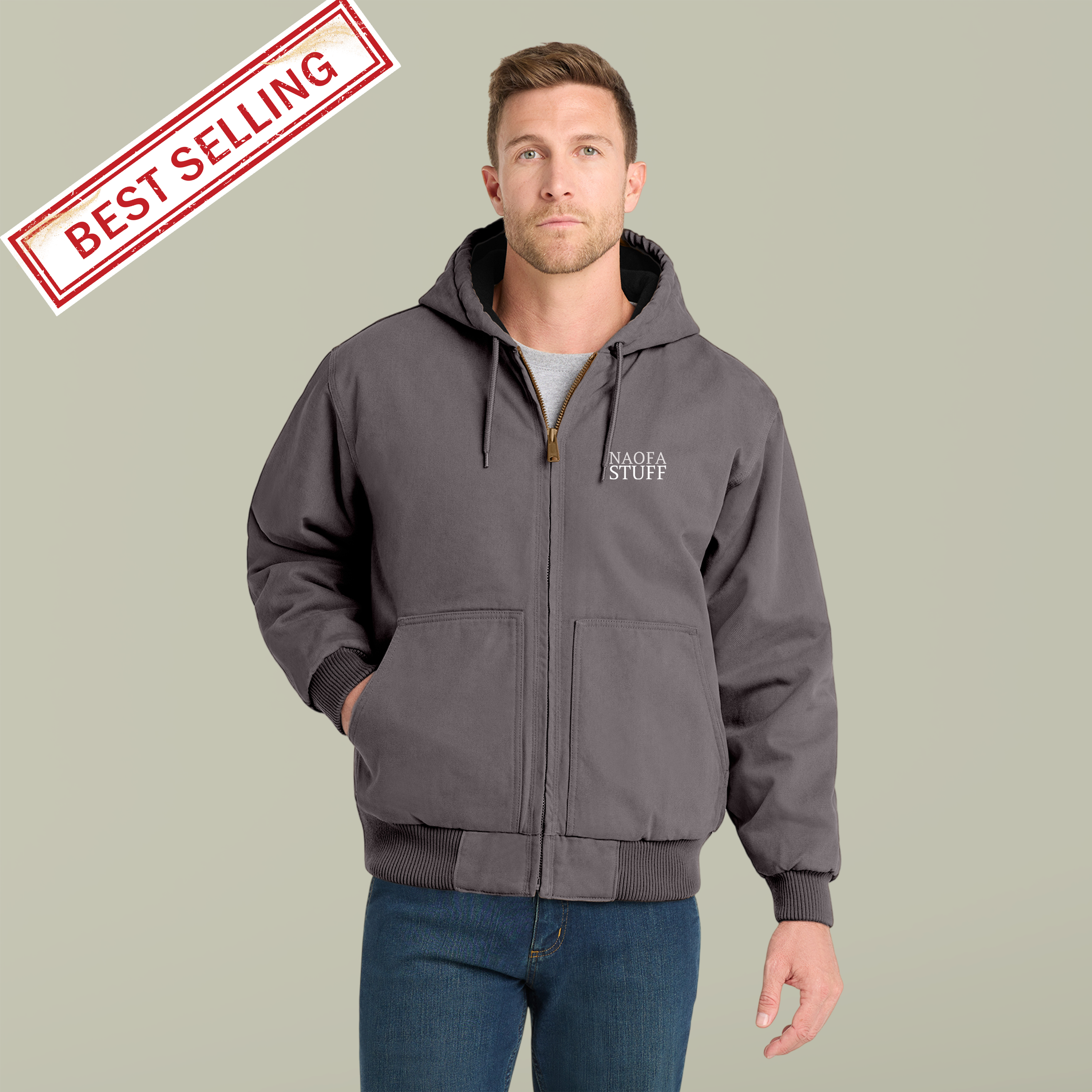 Men's Duck Cloth Work Jacket - Embroidered Hooded Zip-Up (Carhartt-Style, Durable Workwear) product thumbnail image Men's Duck Cloth Work Jacket - Embroidered Hooded Zip-Up (Carhartt-Style, Durable Workwear) product thumbnail image