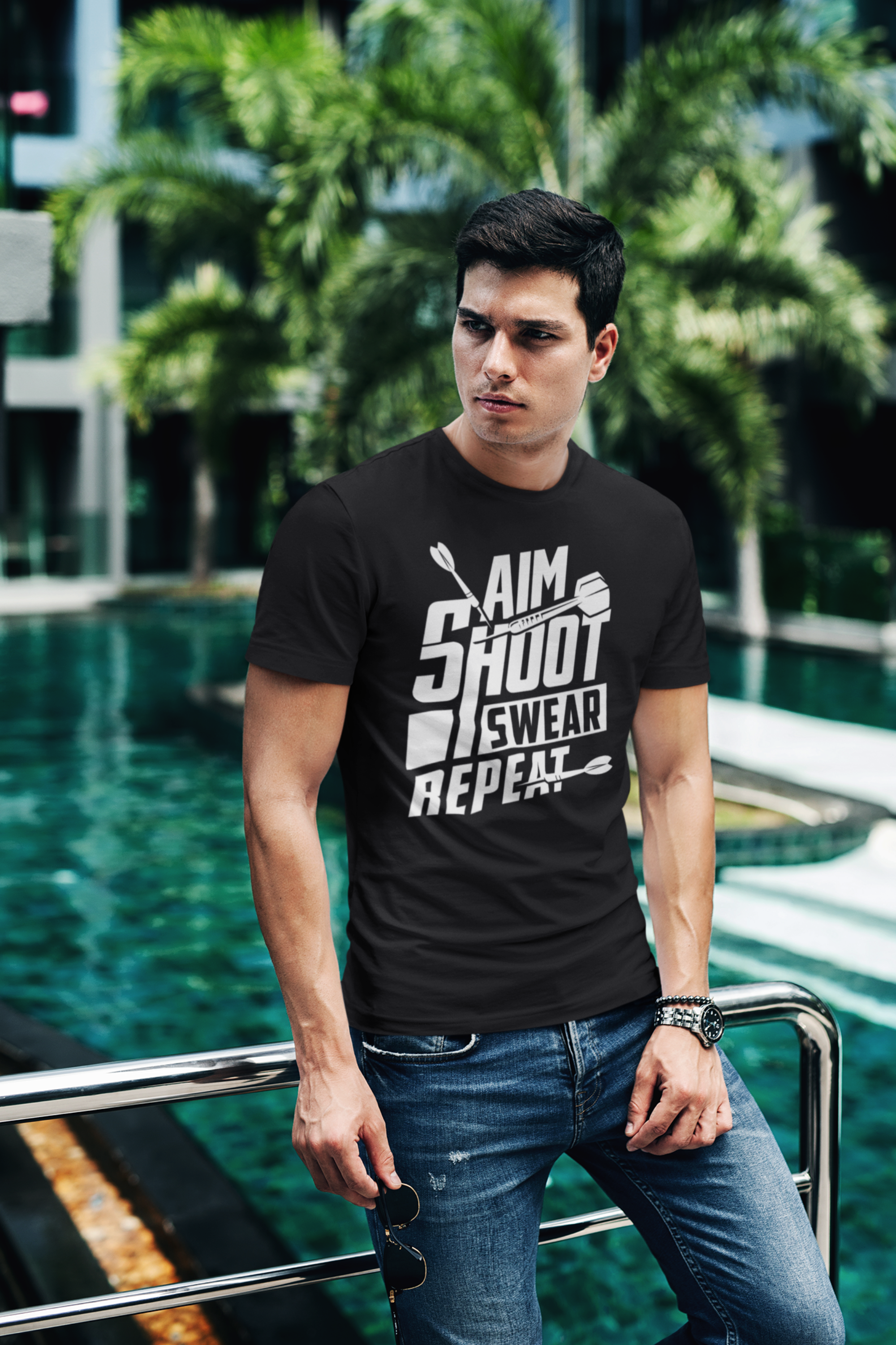 Aim Shoot Swear Repeat Shirt product thumbnail image Aim Shoot Swear Repeat Shirt product thumbnail image