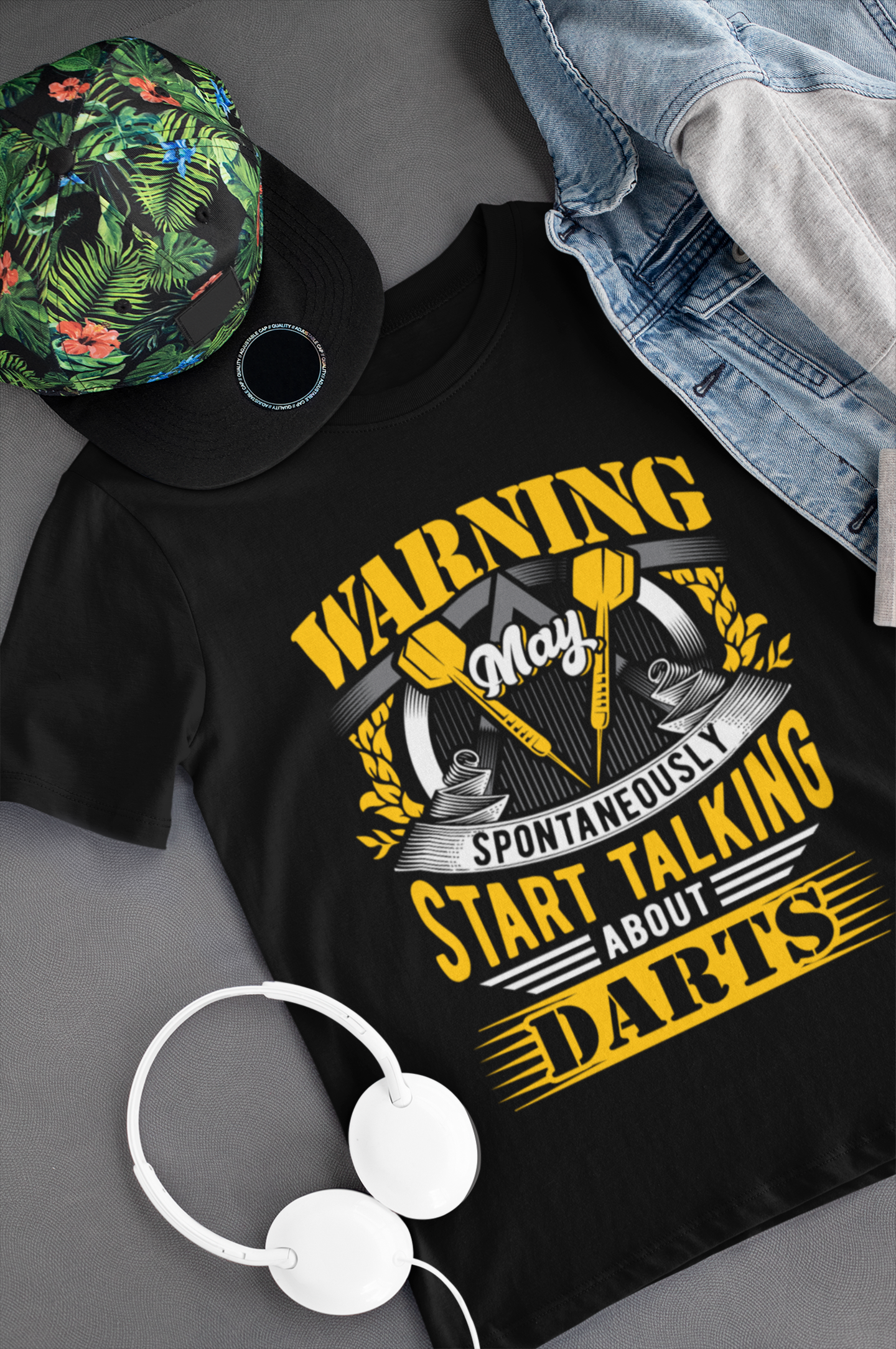 Warning May Spontaneously Start Talking about Darts Unisex Jersey Short Sleeve Tee product thumbnail image
