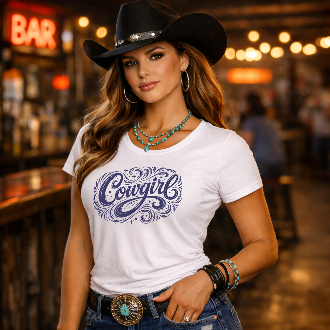 Cowgirl Script Women's Tee, Western Graphic Shirt, Country Rodeo Style product thumbnail image