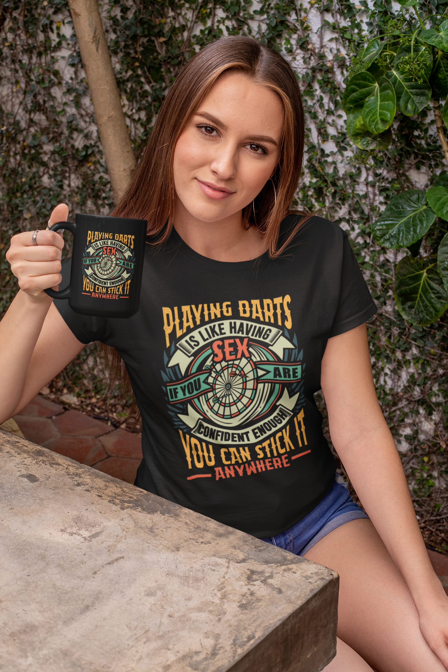 Playing Darts is Like Having Sex If You Are Confident Enough You Can Stick it Anywhere Shirt product thumbnail image