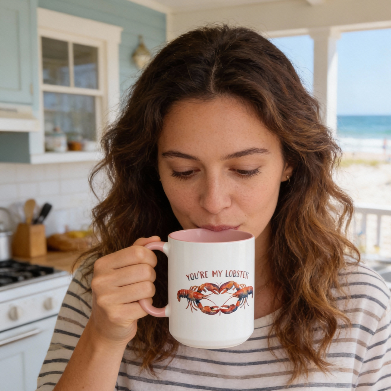 Custom Name Accent Color Mug, Youre My Lobster Mug, Personalized Coffee Cup Gift, Friends Inspired Present, Beachy Lover Gift Idea product thumbnail image