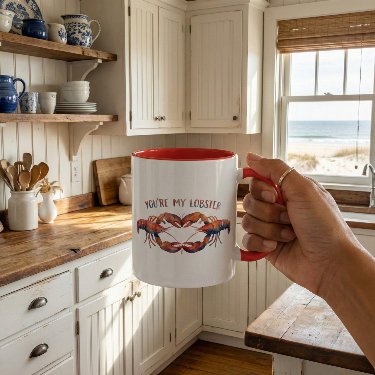 Custom Name Accent Color Mug, Youre My Lobster Mug, Personalized Coffee Cup Gift, Friends Inspired Present, Beachy Lover Gift Idea product thumbnail image