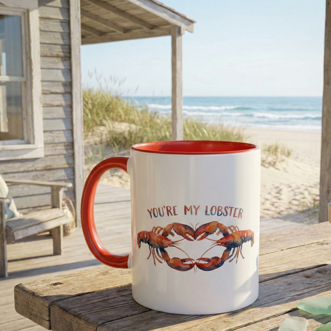 Custom Name Accent Color Mug, Youre My Lobster Mug, Personalized Coffee Cup Gift, Friends Inspired Present, Beachy Lover Gift Idea