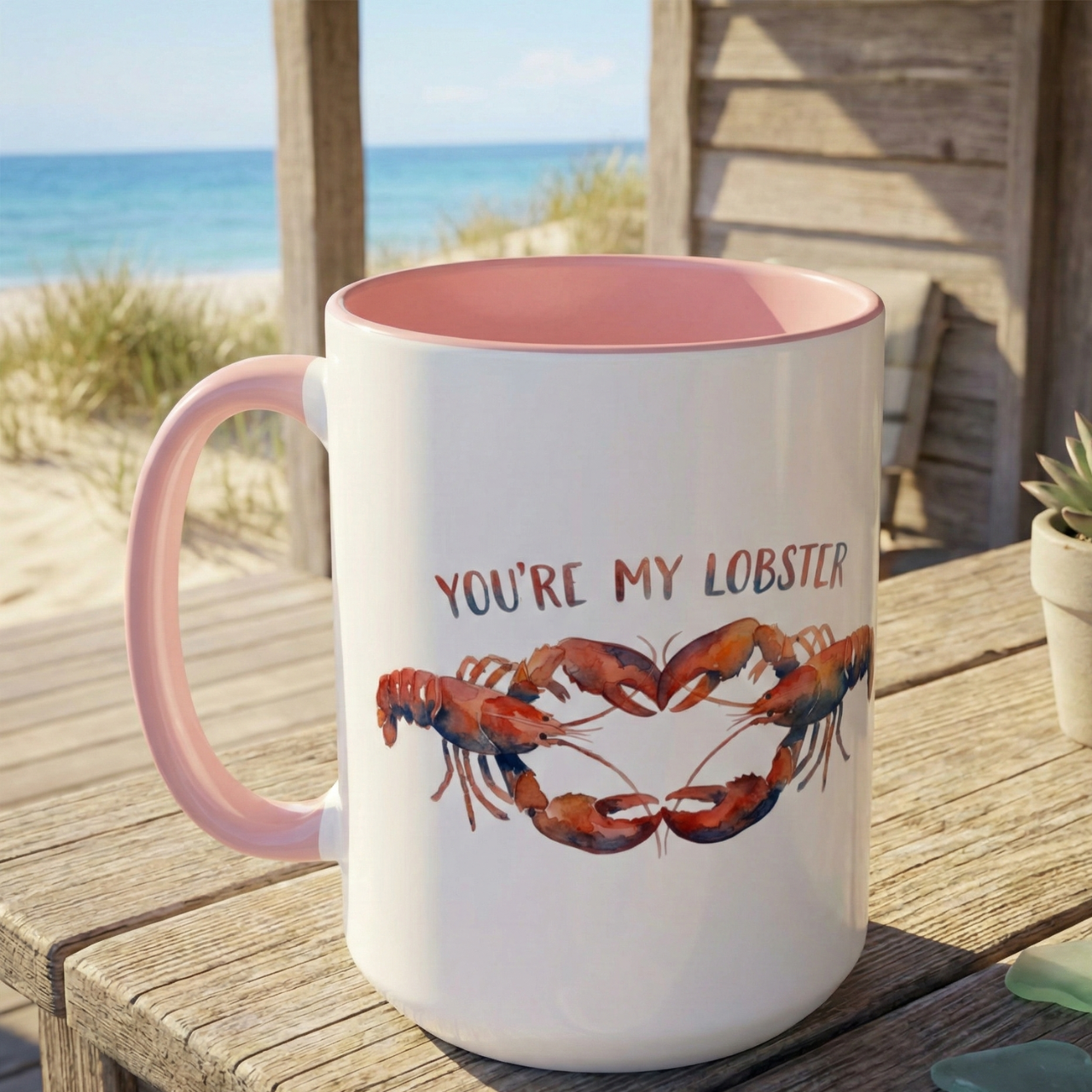 Custom Name Accent Color Mug, Youre My Lobster Mug, Personalized Coffee Cup Gift, Friends Inspired Present, Beachy Lover Gift Idea product thumbnail image